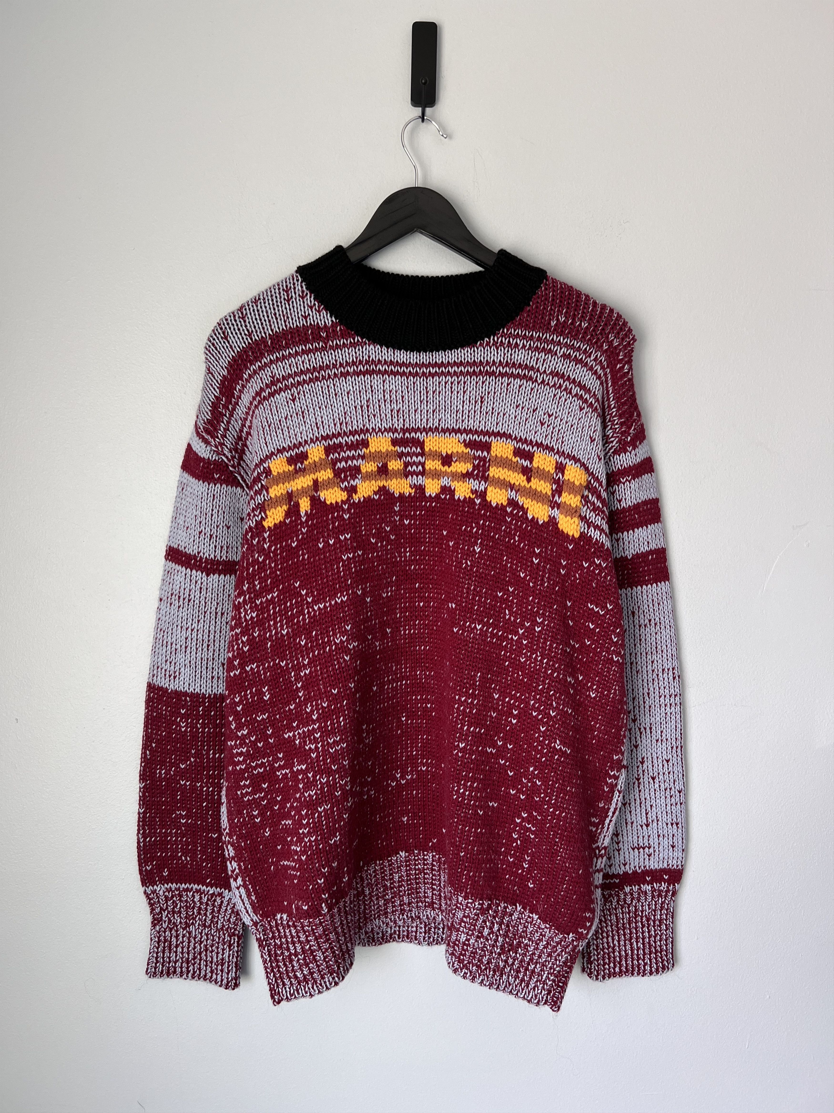 Marni Marni Jacquard Round Neck Wool Sweater in Red Size US M / EU 48-50 / 2 - 1 Thumbnail