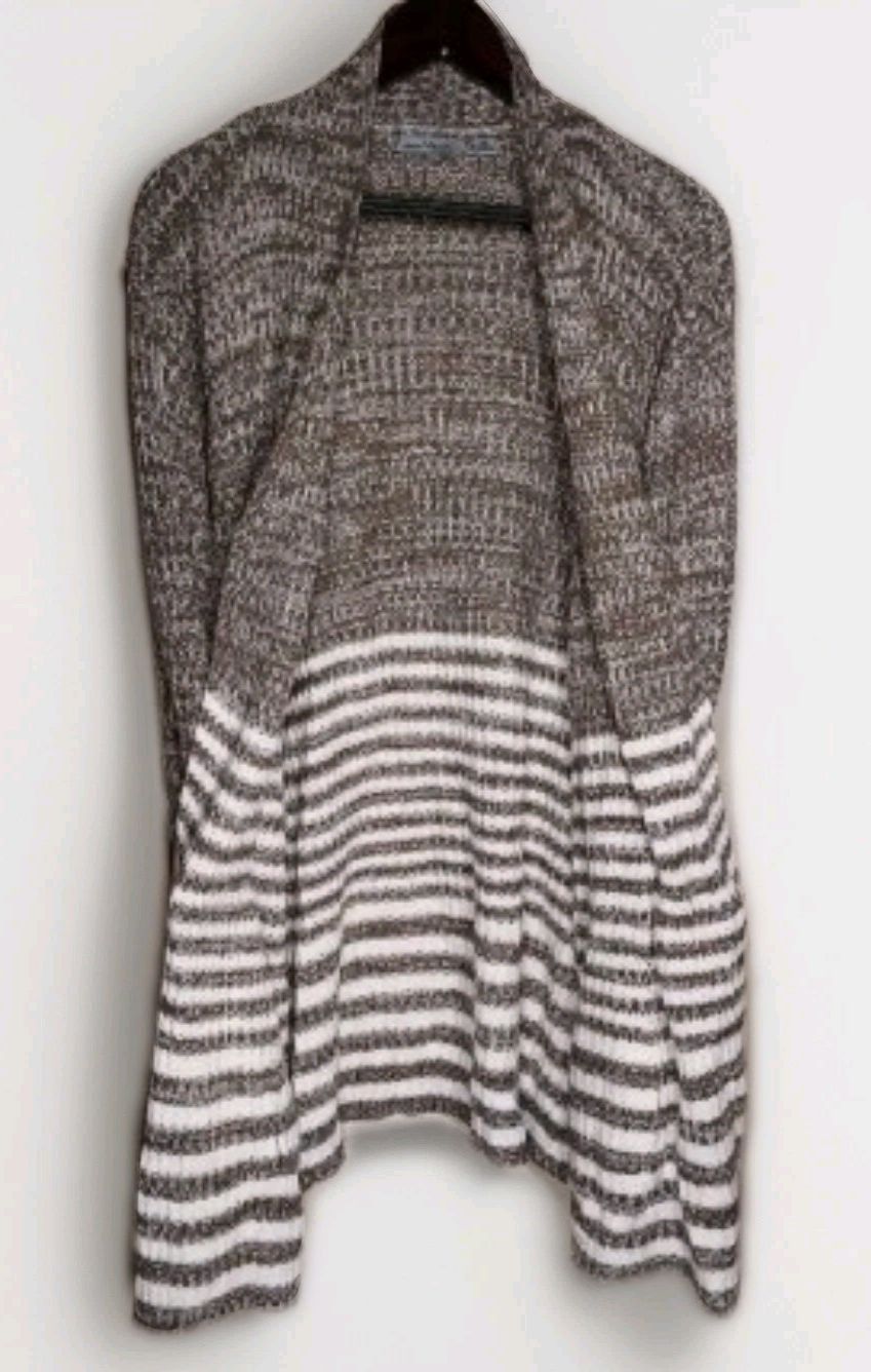 Other Jason Maxwell Womens 2X Plus Open Front Cardigan Cream Brown Size XXL / US 16-18 / IT 52-54 - 4 Thumbnail