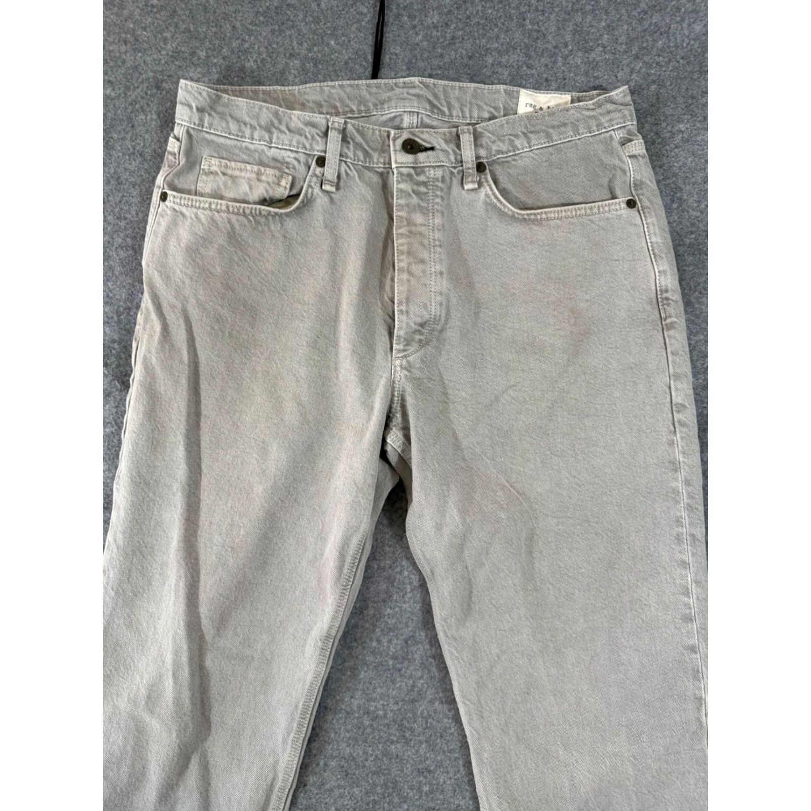 Rag & Bone Rag & Bone Fit 2 Button Fly Jeans Mens 33X28 Gray Denim High Rise Straight Leg Pants Size US 33 - 2 Thumbnail