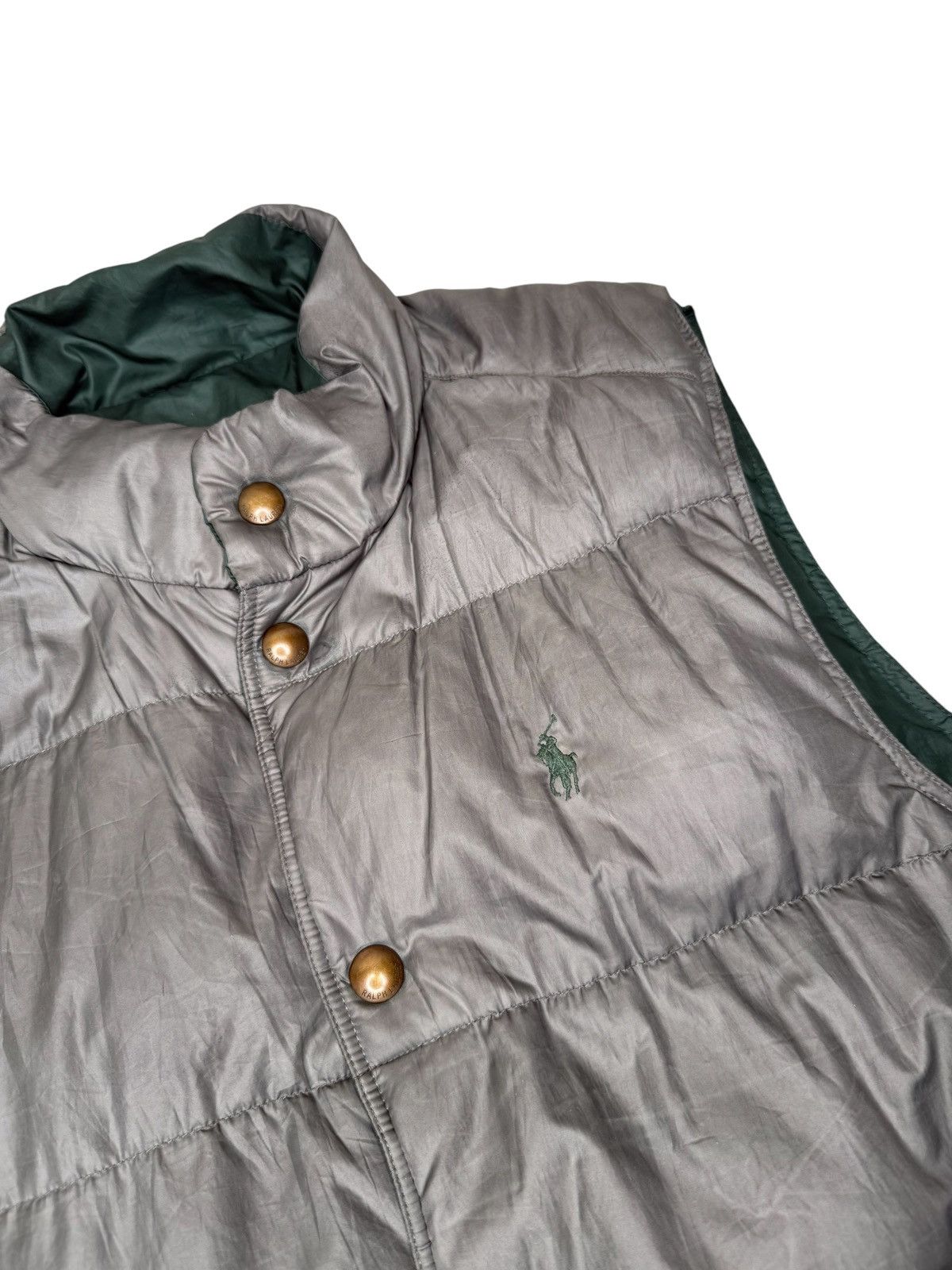 Polo Ralph Lauren Polo Ralph Lauren Reversible Down Puffer Vest Green Gray M Size US M / EU 48-50 / 2 - 2 Thumbnail