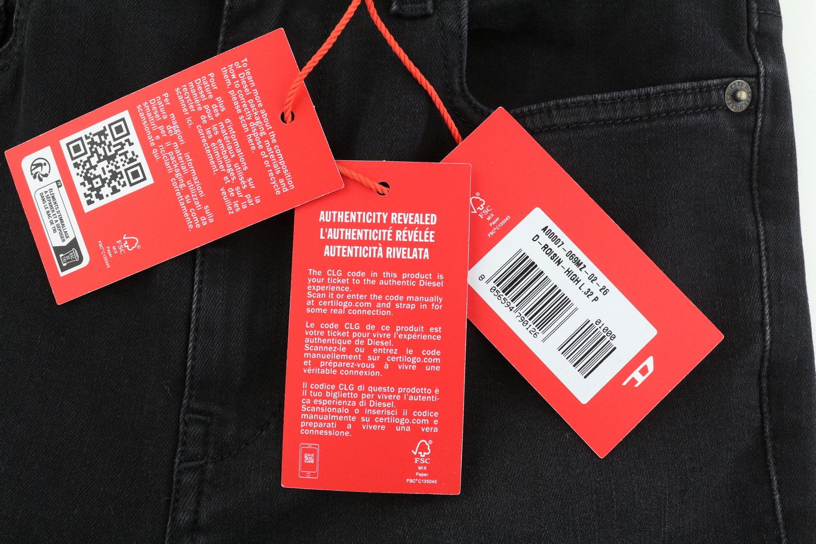 Diesel D-ROISIN 069MZ W26/L32 Super Skinny High Waist Jeans 40671 Size 26" / US 2 / IT 38 - 13 Thumbnail