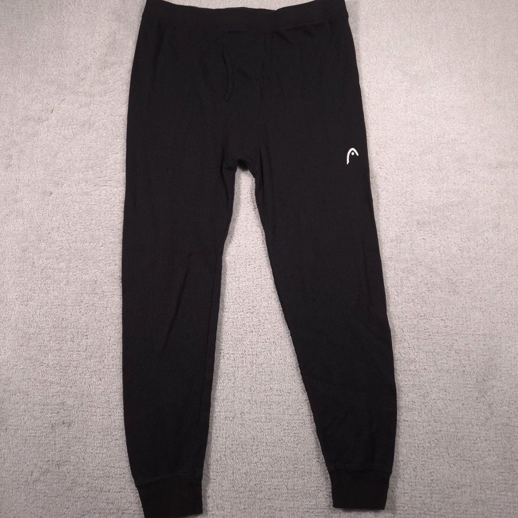 Vintage HEAD Thermal Underwear Pants Mens XL Black Long Johns Base Layer Knit Jersey Cotton Polyester Thermal Size US 36 / EU 52 - 2 Thumbnail
