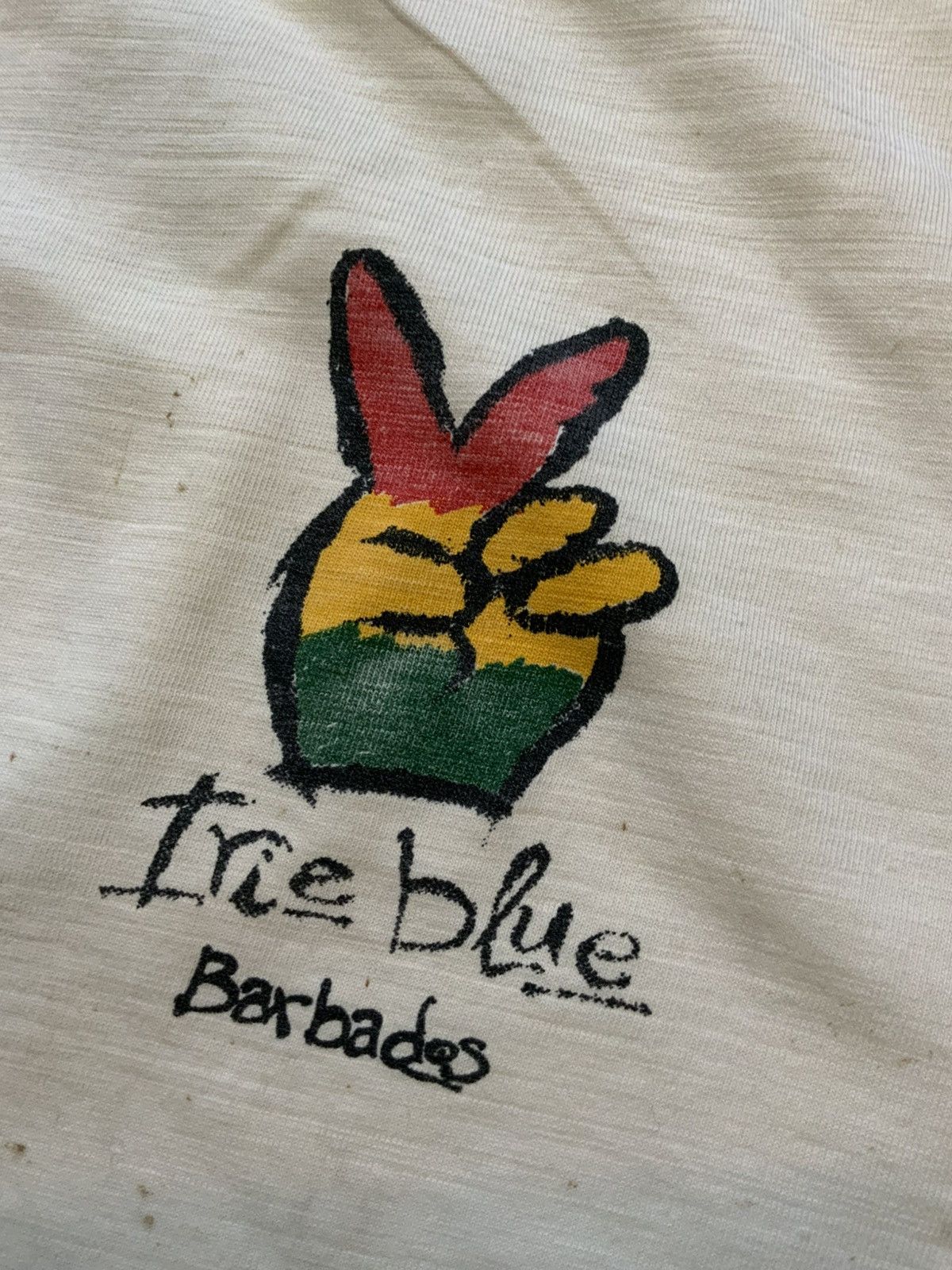 Vintage Vintage 90s Irie Blue Barbados One Love Peace Rasta T-Shirt Size US XL / EU 56 / 4 - 8 Thumbnail