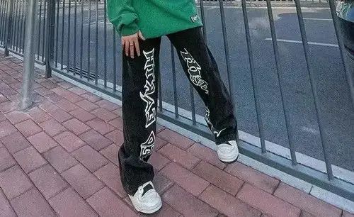 Other Retro Lettering Printed Straight Jeans Size US 32 / EU 48 - 1 Thumbnail