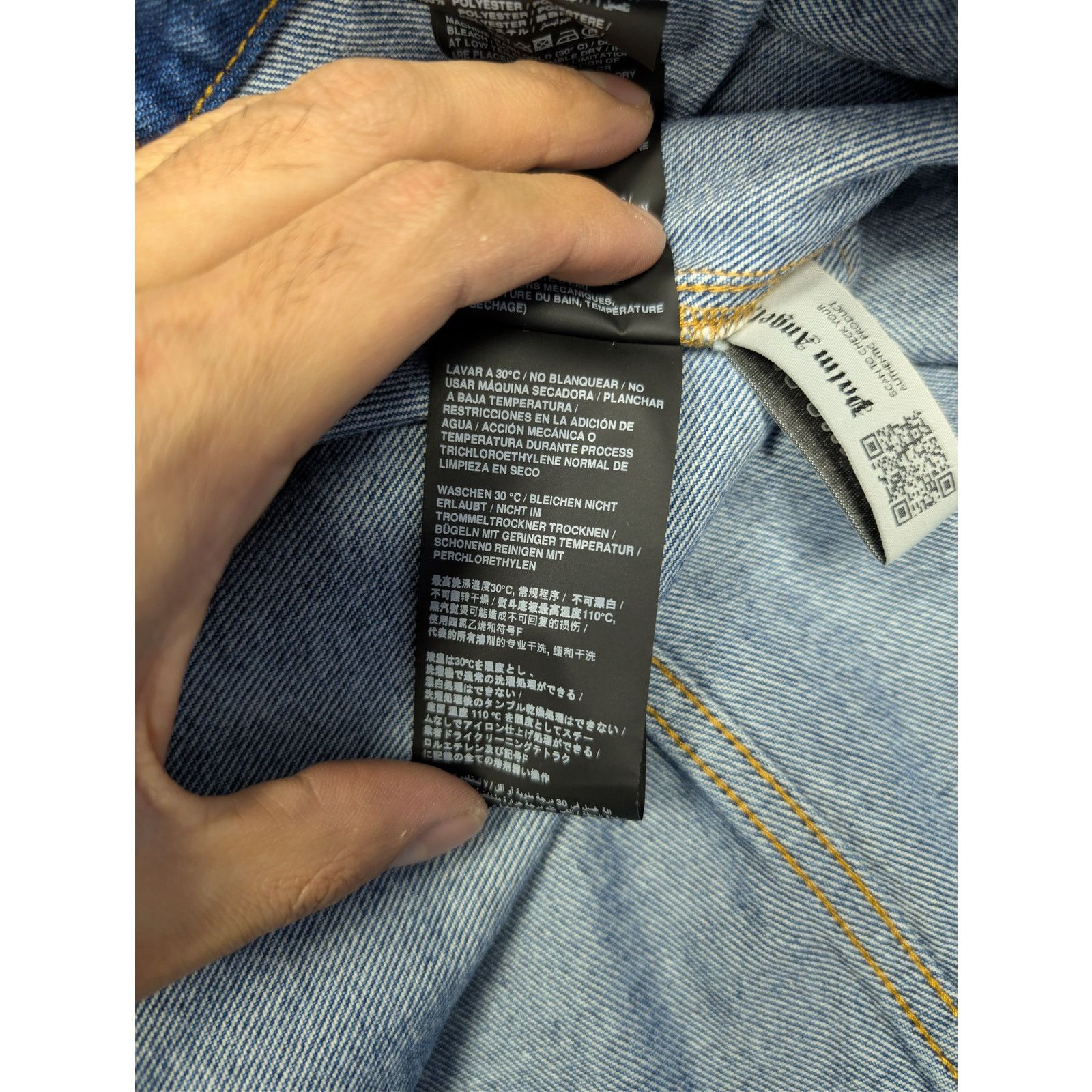 Palm Angels o1rshd1 Indigo Track Denim Jacket in Light Blue / White Size US L / EU 52-54 / 3 - 19 Thumbnail