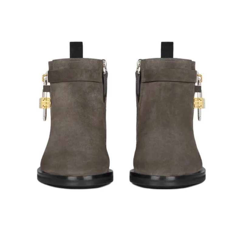 Givenchy o1srvl11e0925 Lock Ankle Boots in Suede in Dark Grey Size US 8 / EU 41 - 4 Thumbnail