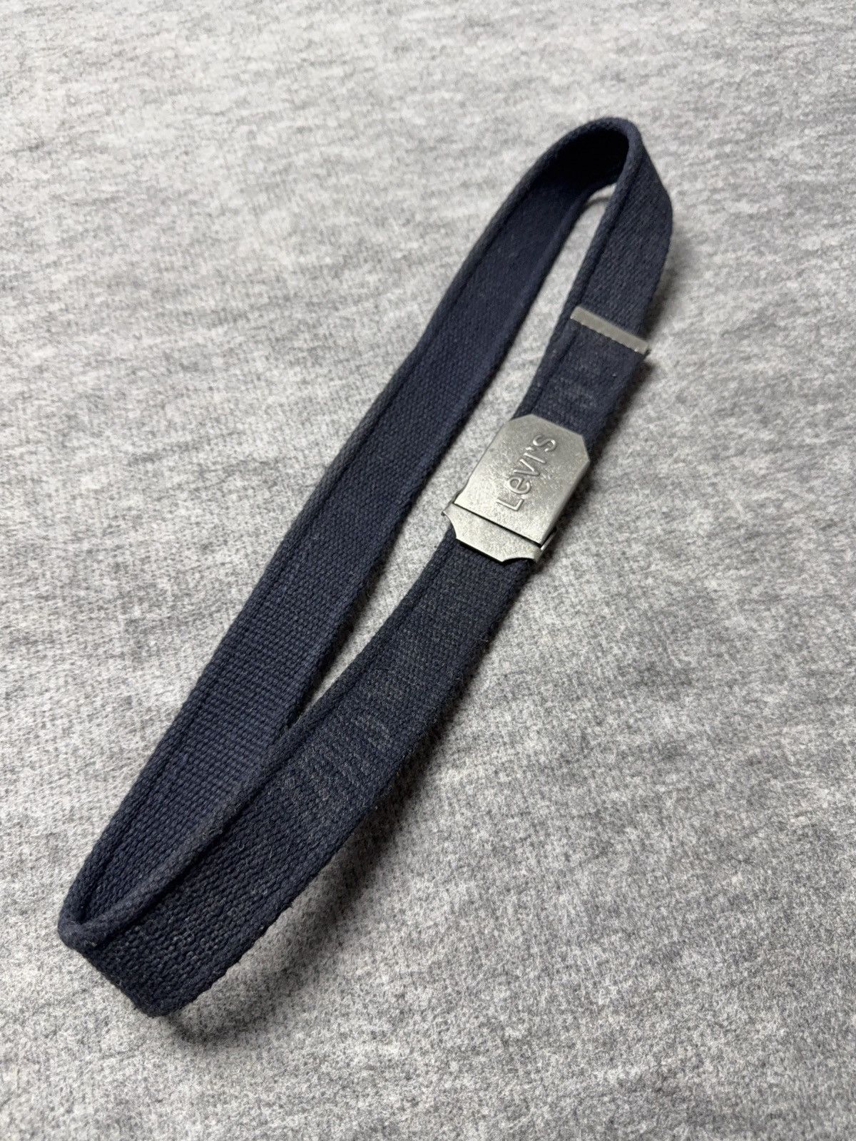 Levi's 00s Y2K Vintage Levi’s Navy Cotton Belt Metal Logo Buckle Size ONE SIZE - 1 Thumbnail