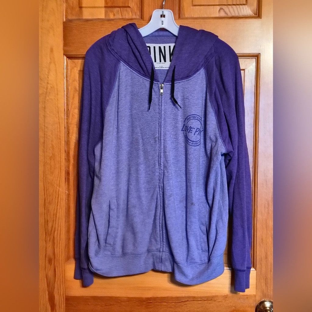 Victoria's Secret PINK by Victoria's Secret Purple Zip-Up Hoodie Size L / US 10 / IT 46 - 1 Thumbnail