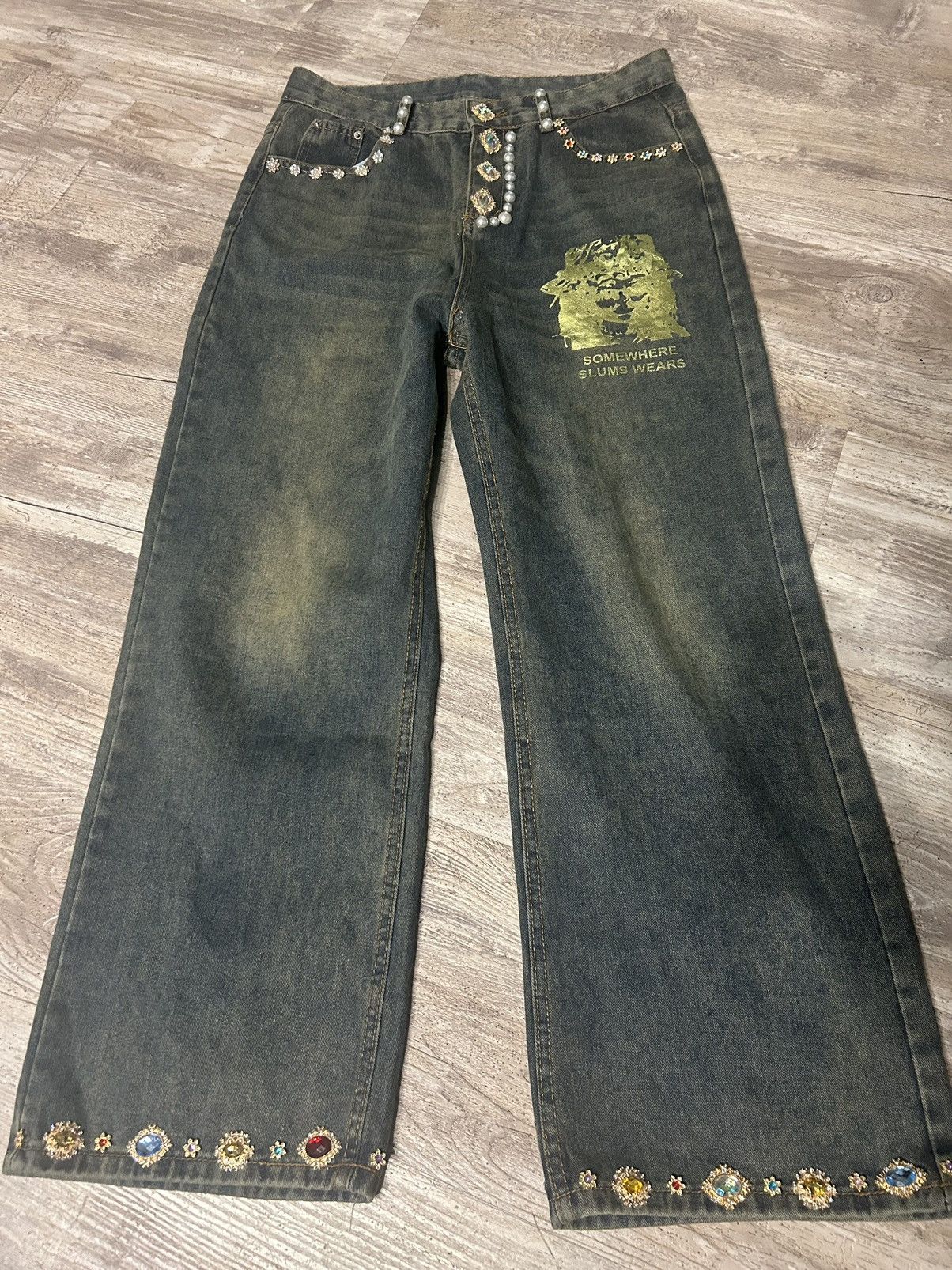 Other Slumweirdo “Rhinestone Conchos Denim” Size US 34 / EU 50 - 1 Thumbnail