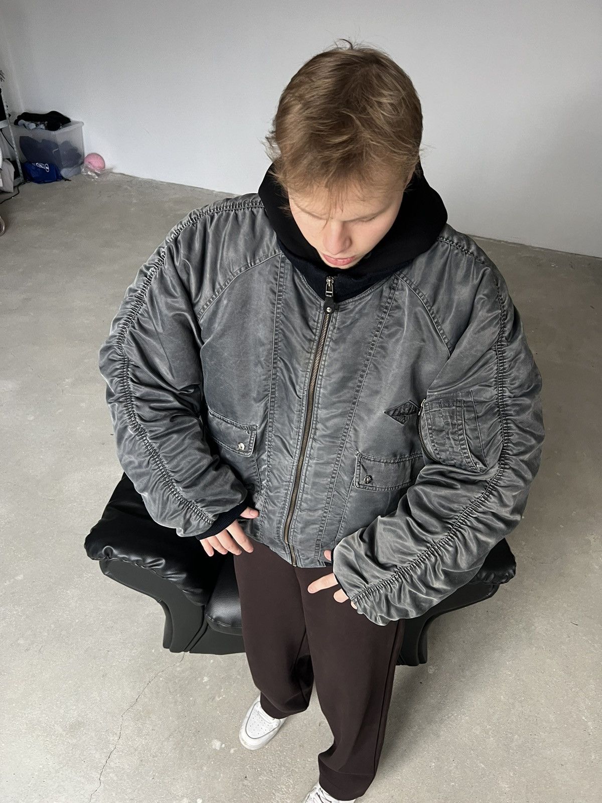 20471120 × Vintage 00s Vintage Balenciaga Style Bomber Size US XL / EU 56 / 4 - 3 Thumbnail