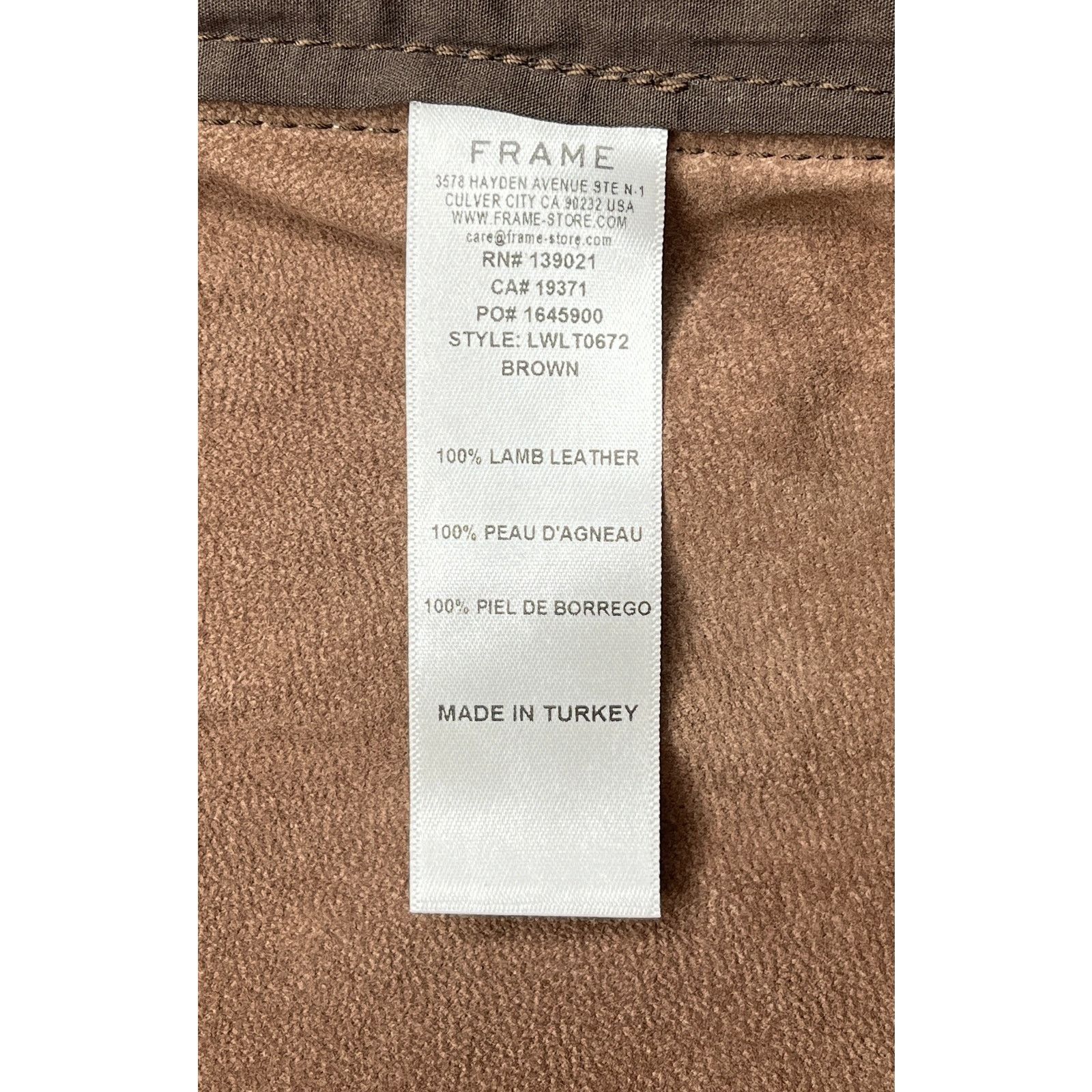 9-49 FRAME Men's Gym Shorts 100% Lamb Leather Brown XL