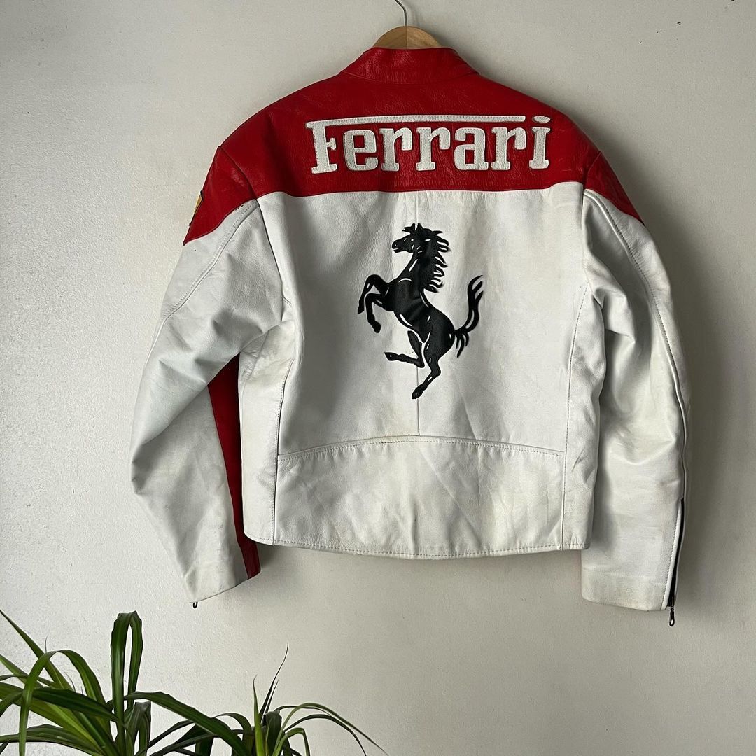 Ferrari × Leather Jacket × Streetwear Ferrari Vintage