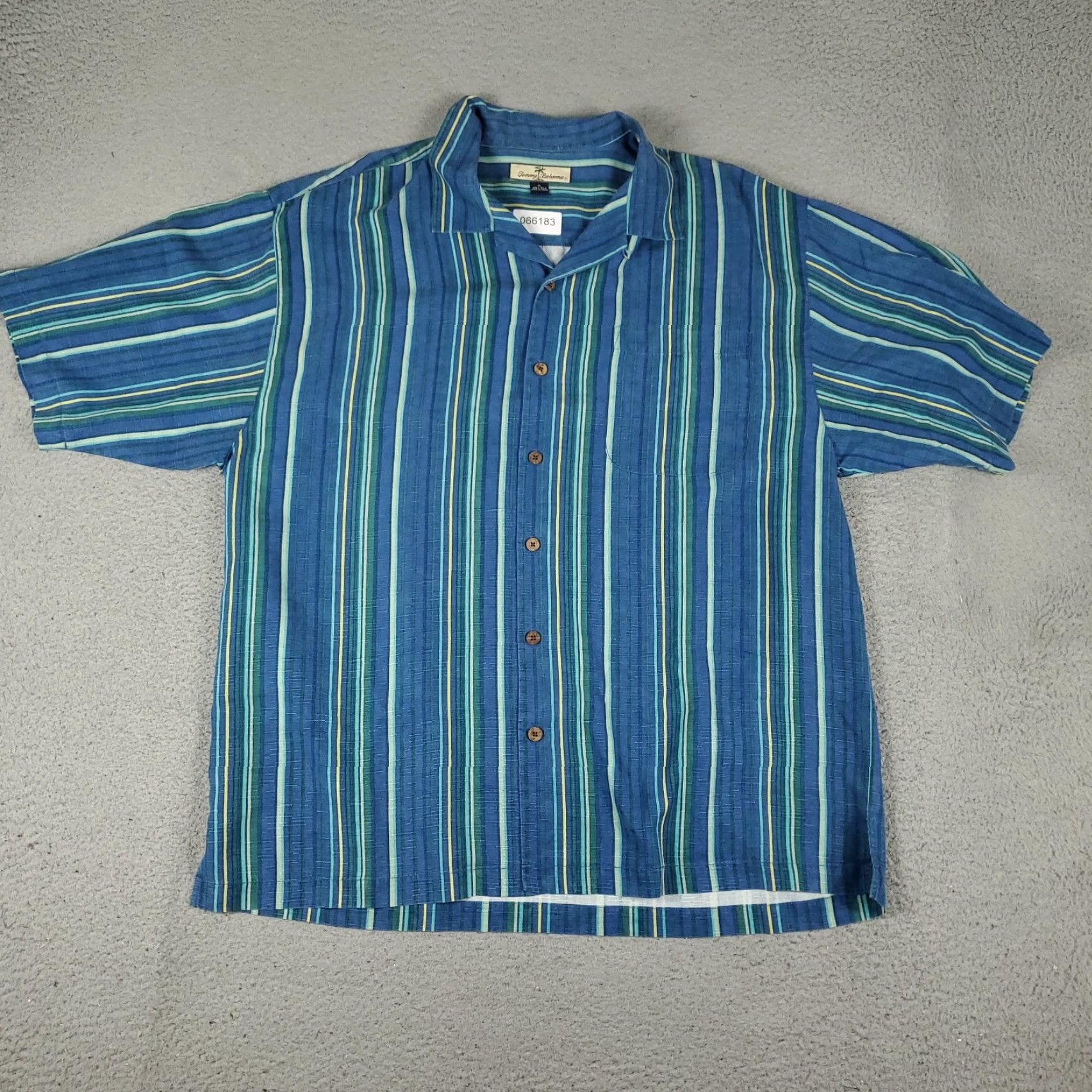 Tommy Bahama Tommy Bahama Shirt Mens XL Blue Striped Silk Hawaiian Button Up Short Sleeve Size US XXL / EU 58 / 5 - 2 Thumbnail