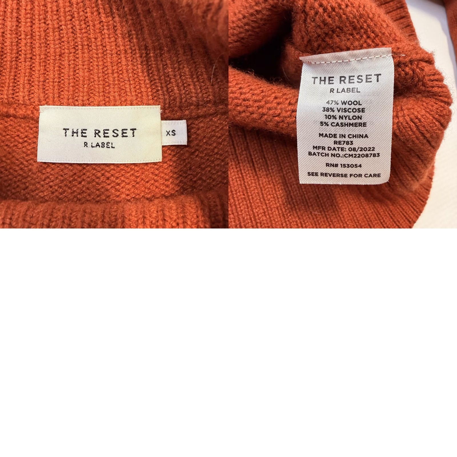 Vintage VINTAGE The Reset Womens XS Orange Sweater Pullover Mock Neck Knit Size XS / US 0-2 / IT 36-38 - 8 Thumbnail