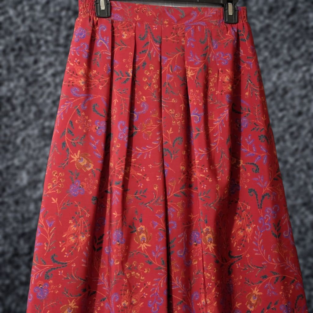 Jantzen **JANTZEN Classics Dark Red Floral Pleated Midi Skirt Women's 10** User: Vintage JANTZEN Classics Dark Red Floral Pleated Midi Skirt Women's 10 Size 32" / US 10 / IT 46 - 1 Thumbnail