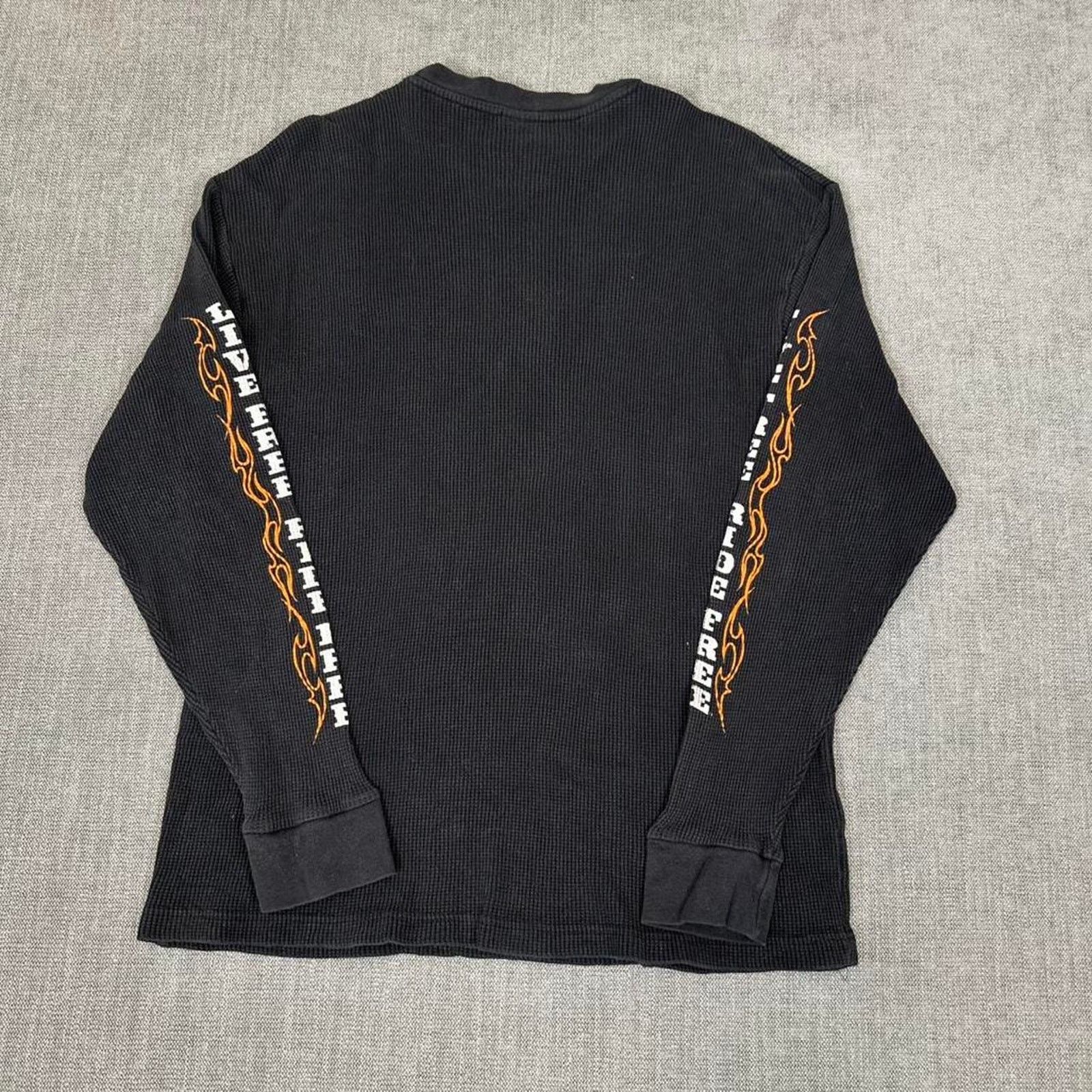 Harley Davidson Y2K Hot Leathers Biker thermal flame long sleeve T-shirt Size US XXL / EU 58 / 5 - 4 Thumbnail