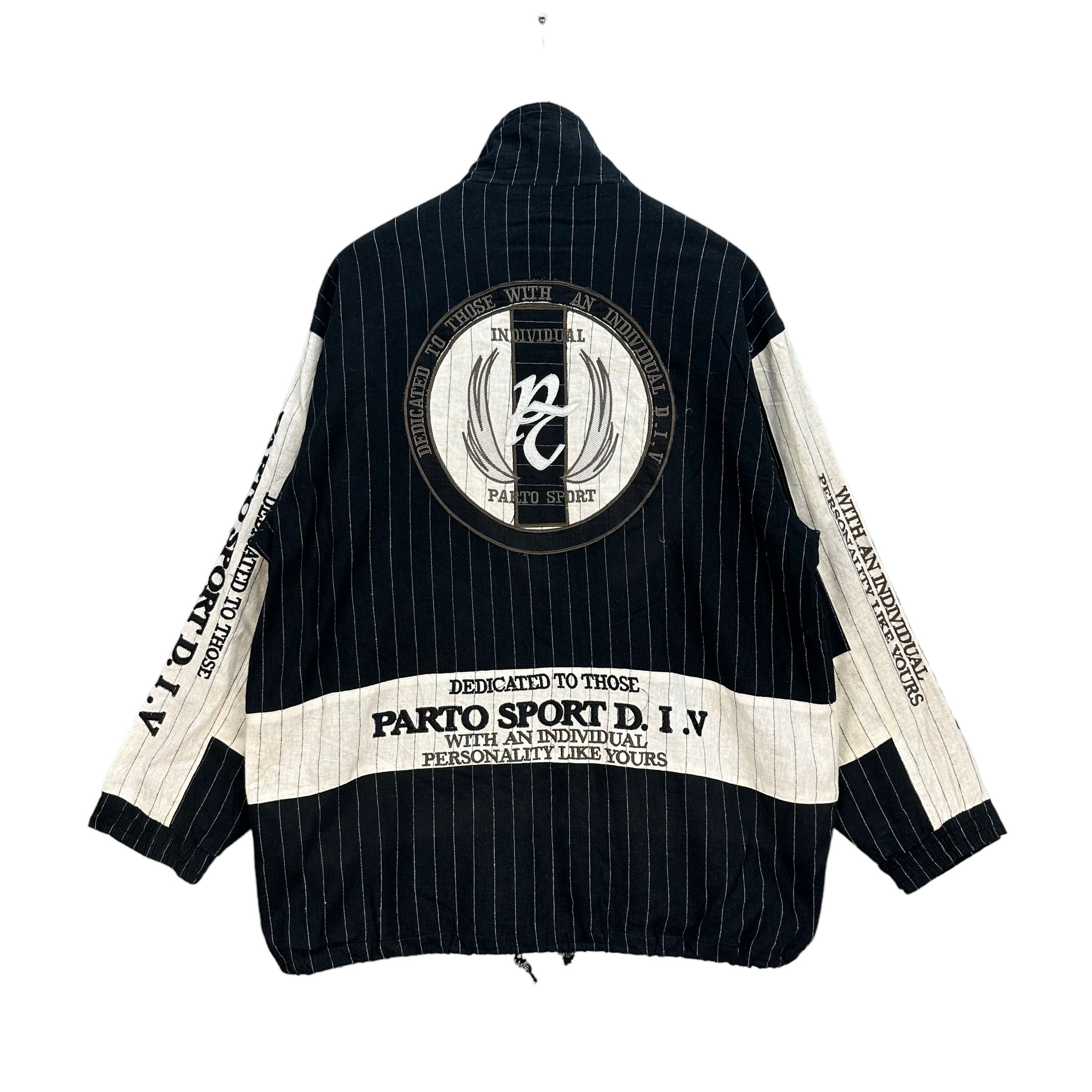 Japanese Brand PARTO SPORT STRIPED BIG LOGO JACKET #7815-179 Size US L / EU 52-54 / 3 - 15 Thumbnail