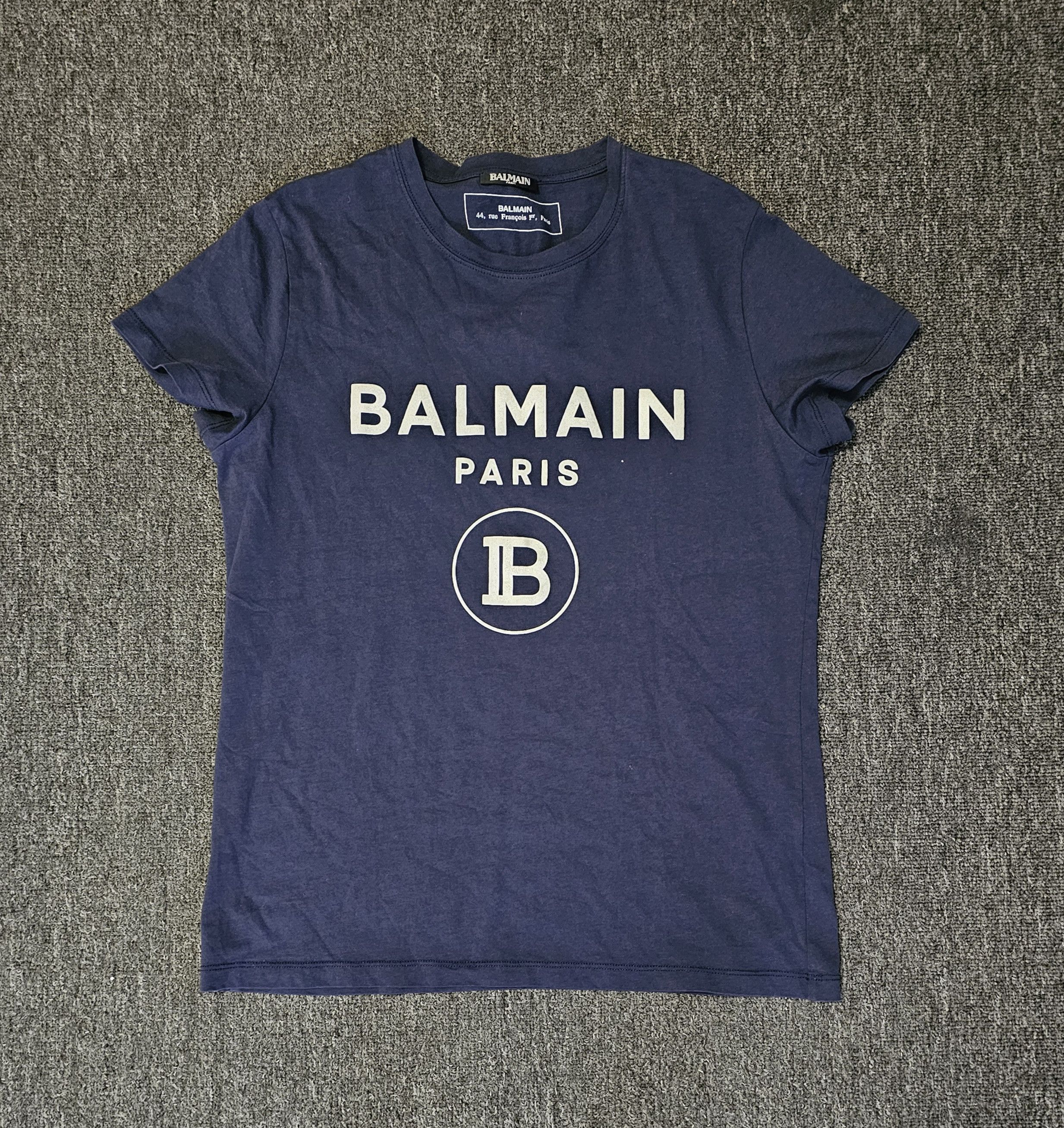 Tシャツ・カットソー BALMAIN Men T Shirts DH1EG010 BC72 SOS BLUE Loose T-shirt with vintage Balmain embroidery - Men | BALMAIN