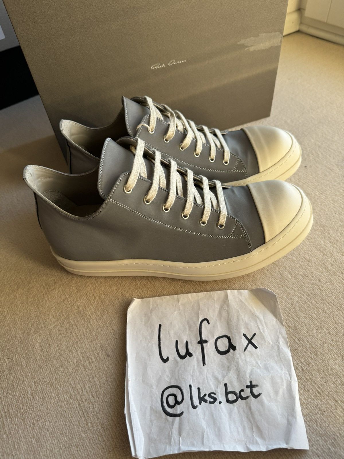Rick Owens NEW | * 1 OF 1 SAMPLE * FW22 RUNWAY REFLEX LOWTOP RAMONES 44 Size US 11 / EU 44 - 4 Thumbnail