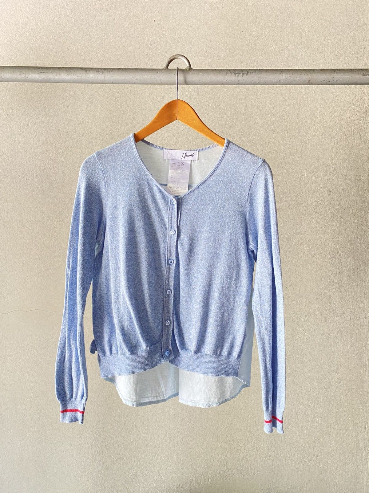 Japanese Brand 1% Percent Layered Light Blue Cardigan Size XS / US 0-2 / IT 36-38 - 15 Thumbnail
