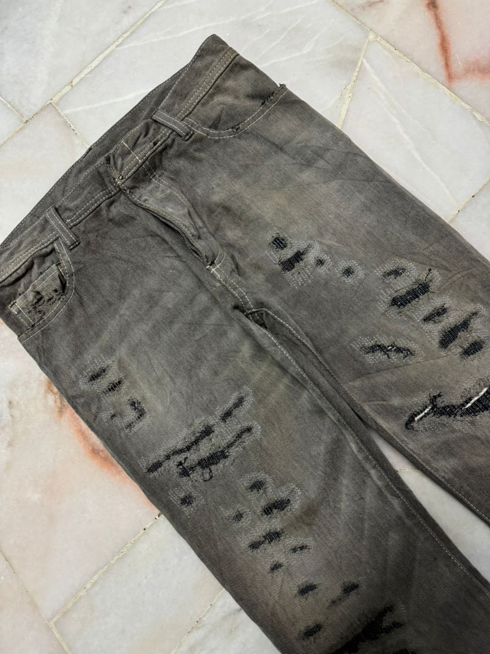 Tornado Mart 💥Sick💥Undercover Style Distressed By Japanese Sashiko Boro Size US 28 / EU 44 - 6 Thumbnail