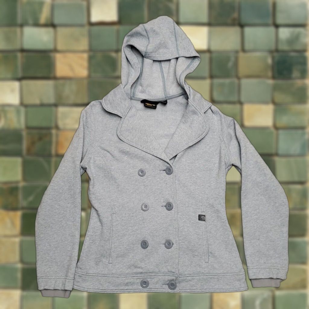Mountain Hardwear VINTAGE Mountain Hardware Jacket Women M Gray Blue Hooded Knit Fleece Outdoor Gorp Size M / US 6-8 / IT 42-44 - 1 Thumbnail