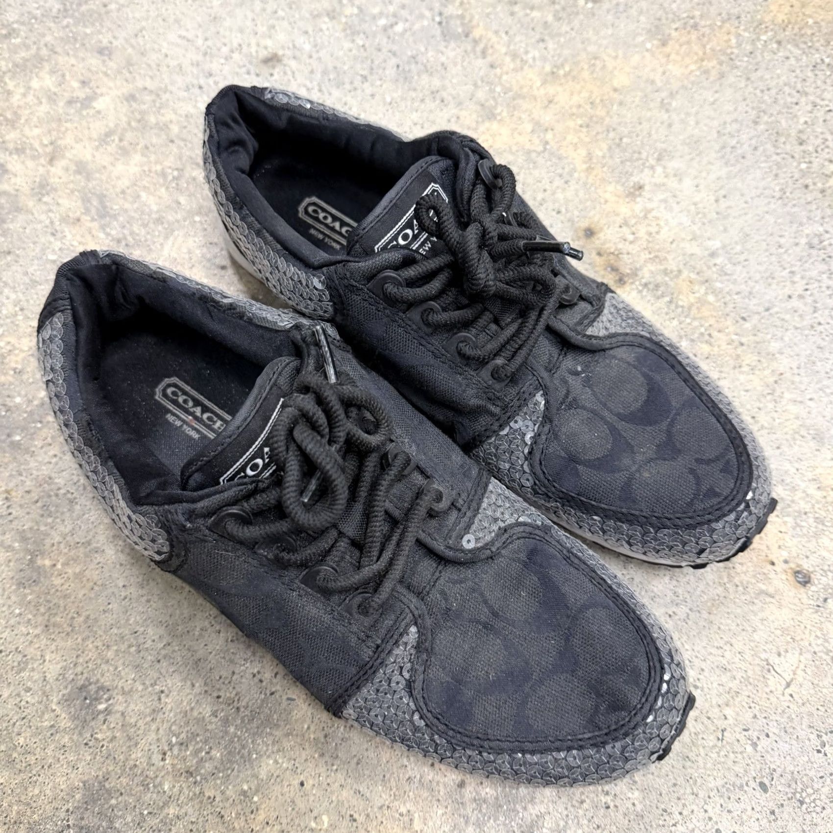 Coach COACH Karine Signature C Sneakers Black With Sequin Size 8 M Womens Sneaker Walking Casual Shoes Signature C Logo Small Details M Womens Size US 6 / IT 36 - 3 Thumbnail