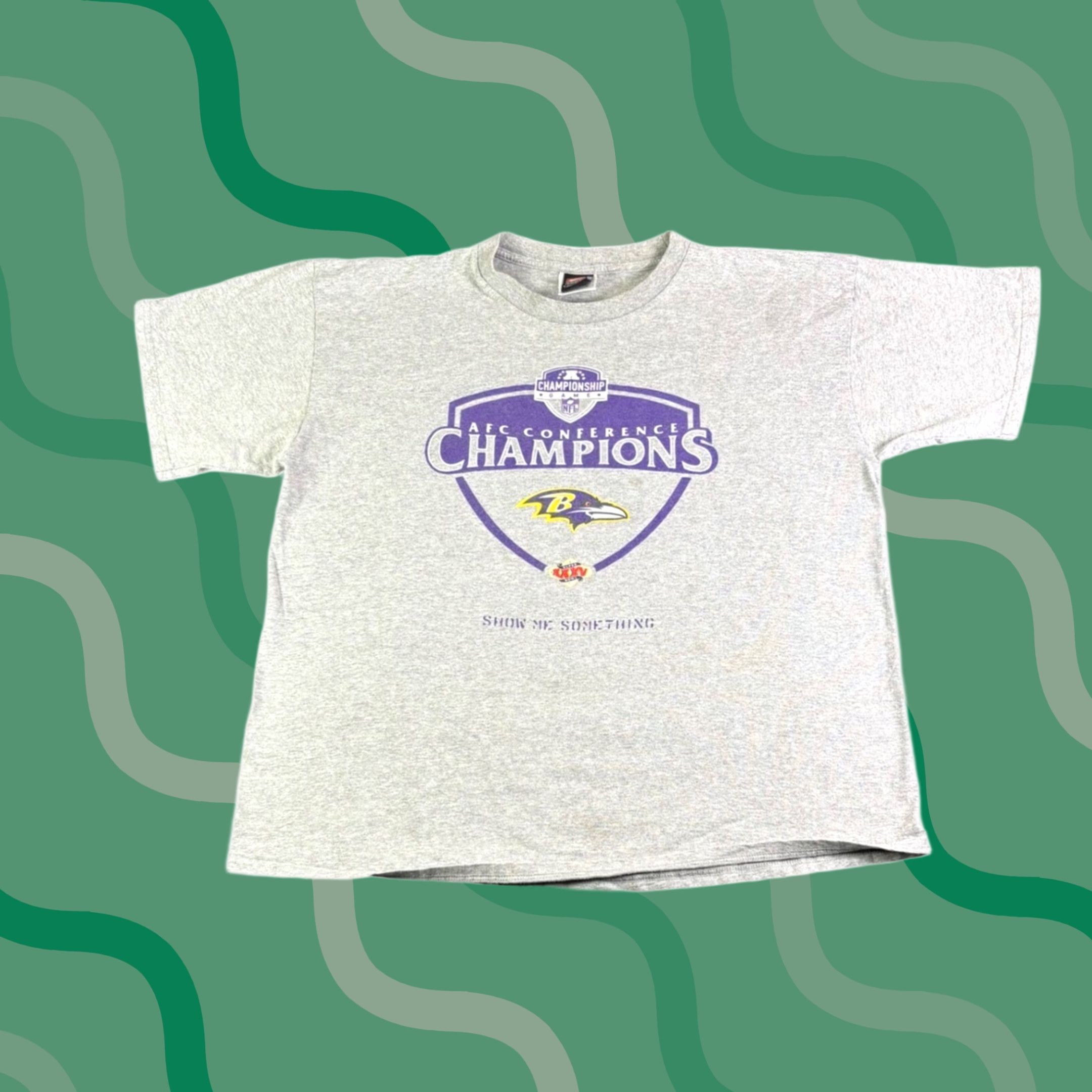 Nike VINTAGE Nike Team Baltimore Ravens AFC Champions T-Shirt Gray L Mens Football 2000s Size US L / EU 52-54 / 3 - 1 Thumbnail