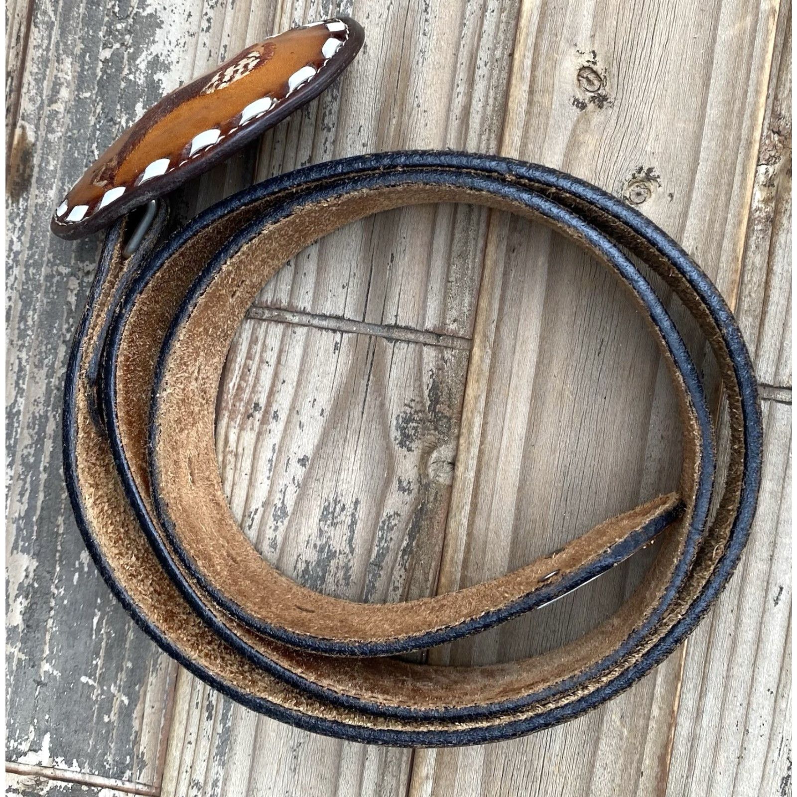 Tony Lama VINTAGE Tony Lama Belt Buckle Leather Belt Tooled Leather Belt Eagle Cowboy Core 38 Brown Unisex Adult Rockabilly 1970s Western Cowboy Theme Size ONE SIZE - 6 Thumbnail