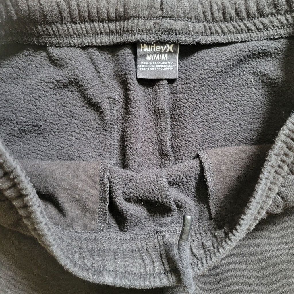 Hurley Hurley Men Black Logo Lounge Drawstring Fleece Shorts Medium Size US 32 / EU 48 - 7 Thumbnail