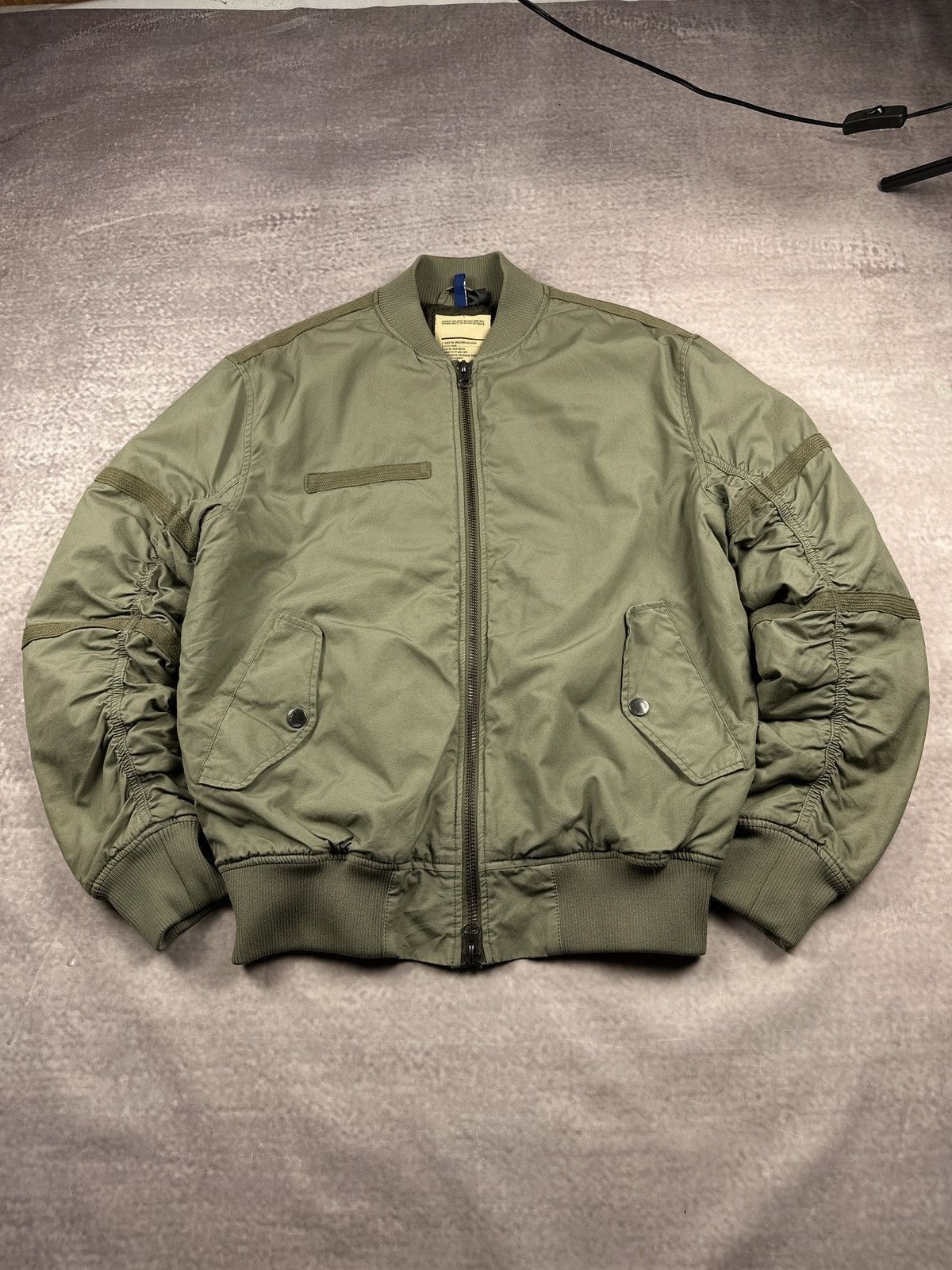 Vintage Kanye West Style Khaki Military Bomber Jacket