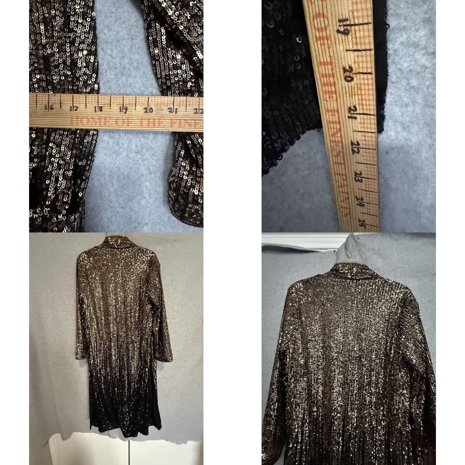 BB Dakota BB Dakota Jacket Womens XS Gold Sequin Long Open Front Duster Party Formal Size XS / US 0-2 / IT 36-38 - 9 Thumbnail
