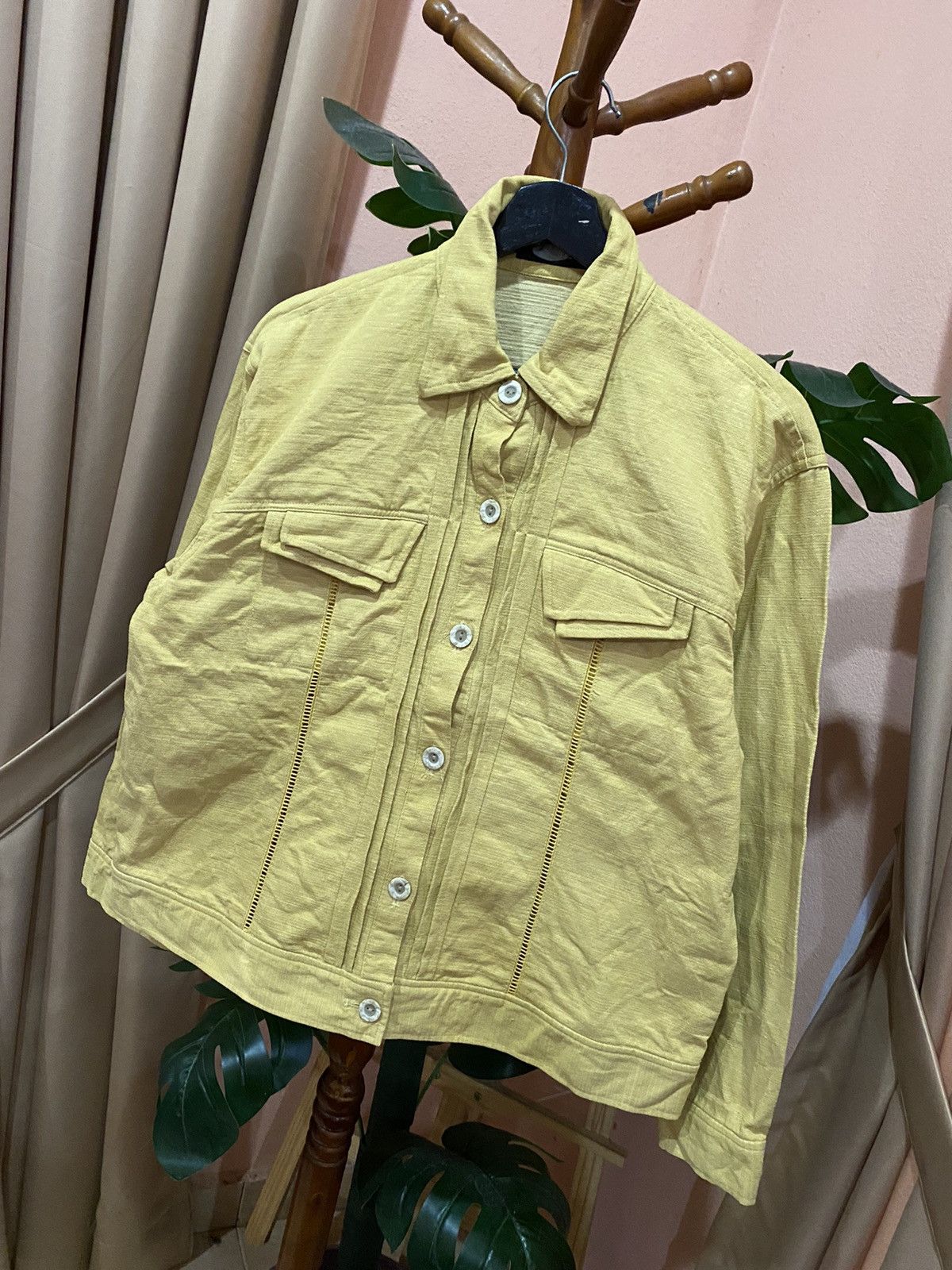 Japanese Brand Vintage Yellow Women’s Cotton Blend Jacket by B.P.Style Size M / US 6-8 / IT 42-44 - 2 Thumbnail
