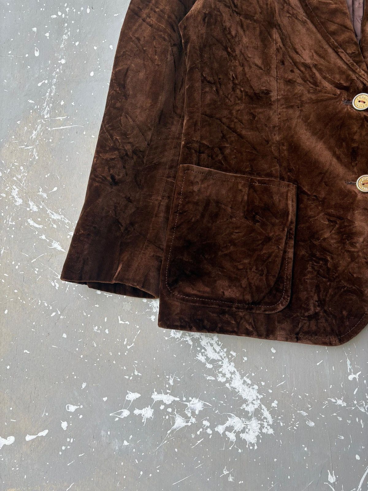 Celine RARE‼️ Vintage 70s Monogram Céline Paris Brown Velvet Blazer Size US M / EU 48-50 / 2 - 5 Thumbnail