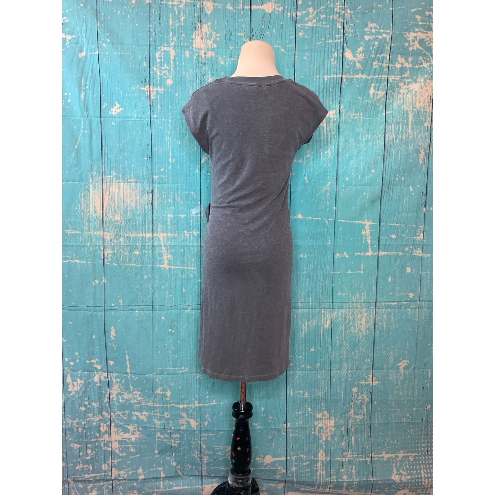 Anthropologie Sundry gray ruched side tie dress size small Size S / US 4 / IT 40 - 2 Thumbnail