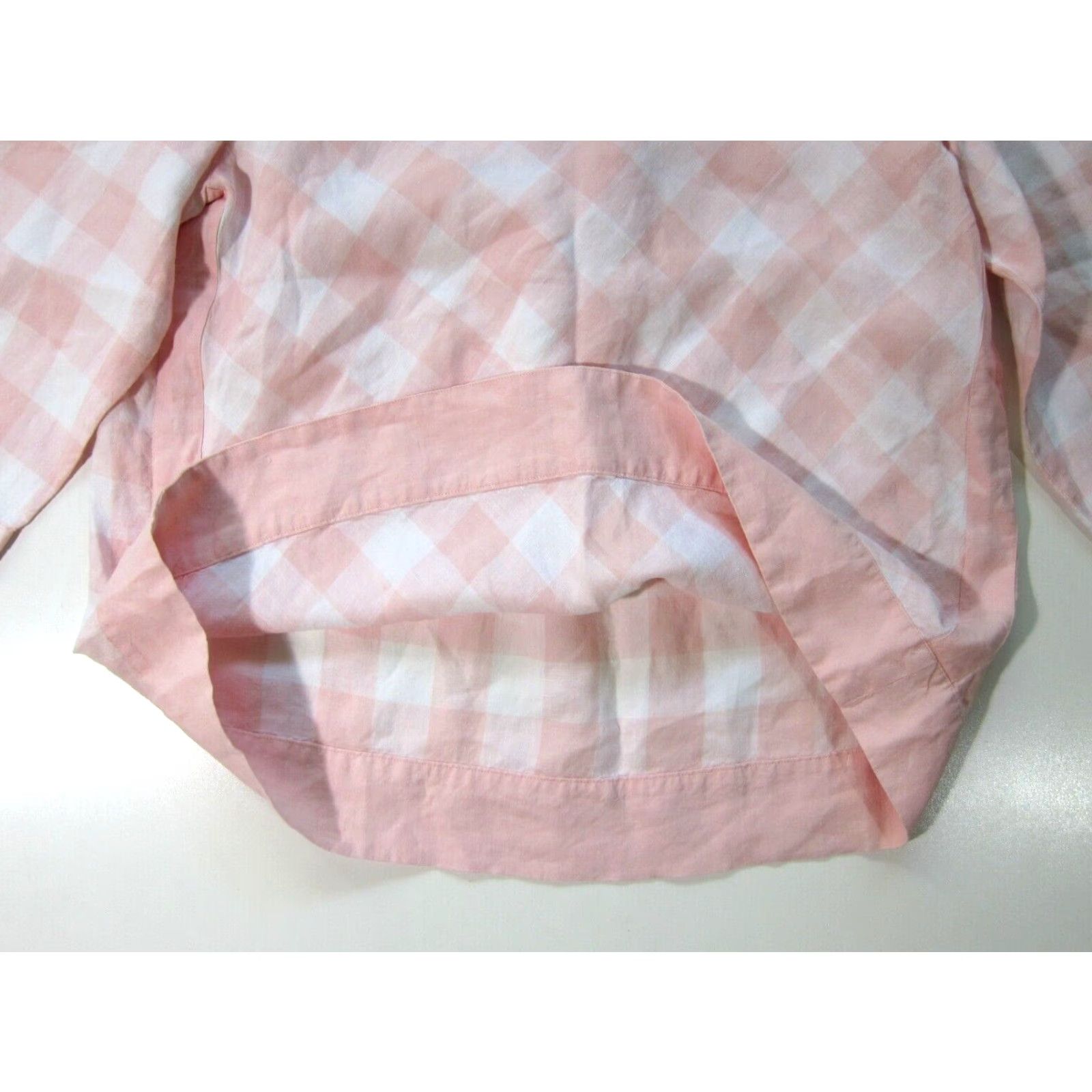 J. Jill J.Jill Blouse Shirt Women Medium 3/4 Sleeve Linen Pink White Plaid Tunic VINTAGE Size M / US 6-8 / IT 42-44 - 5 Thumbnail