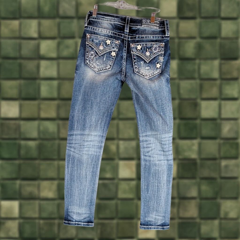 Miss Me Miss Me Jeans Rhinestone Stars And Stripes Mid Rise Ankle Skinny 25 Blue Womens Shirt? Size 42" / US 20 - 1 Thumbnail