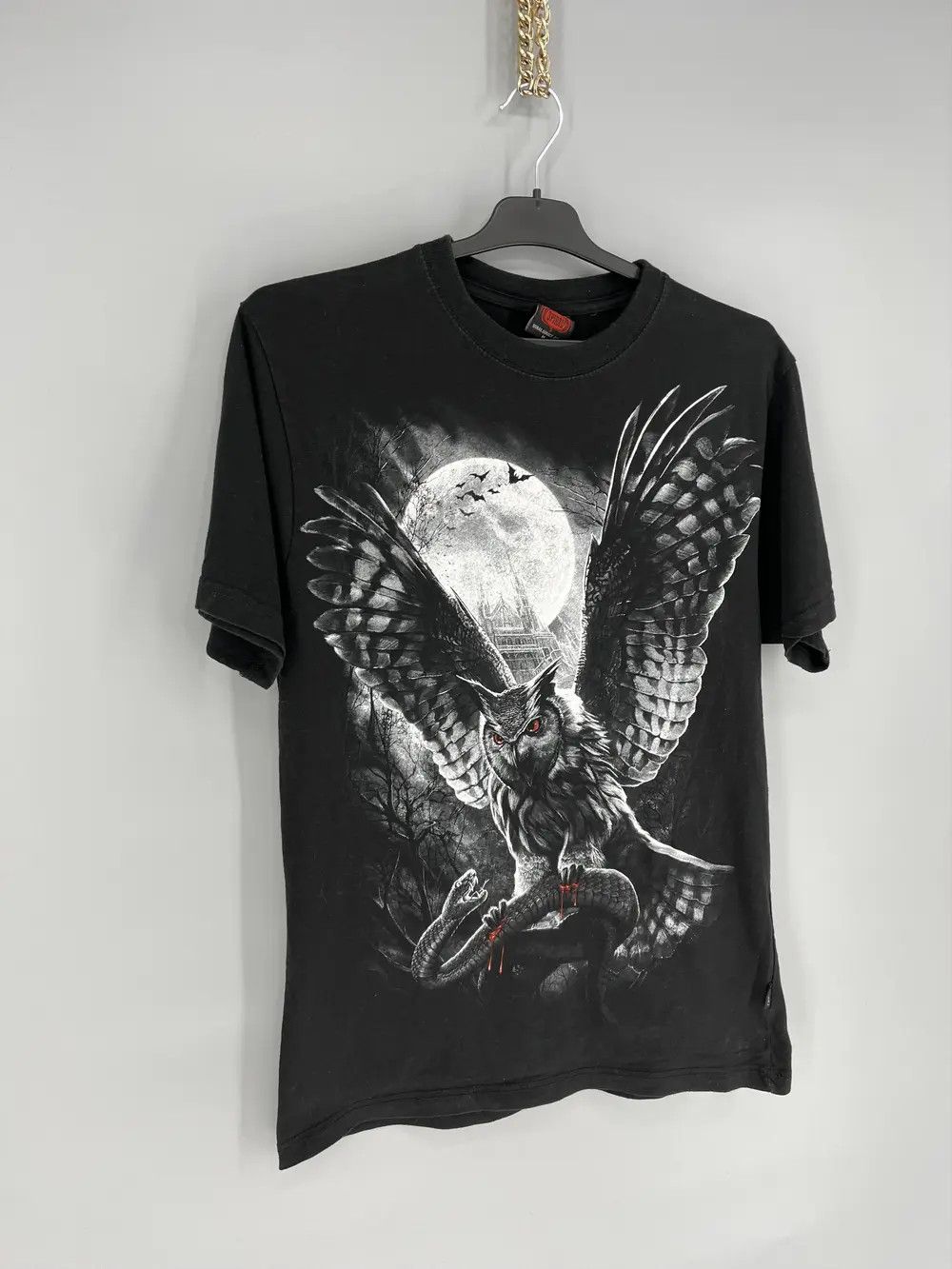 Vintage Vintage Y2K Bloody Owl T-shirt Spiral Tee Black Vintage Rock Size US L / EU 52-54 / 3 - 2 Thumbnail