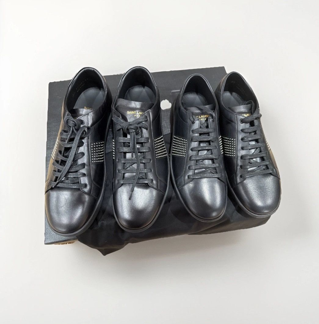 Saint Laurent YSL Leather Studded Accents Sneakers