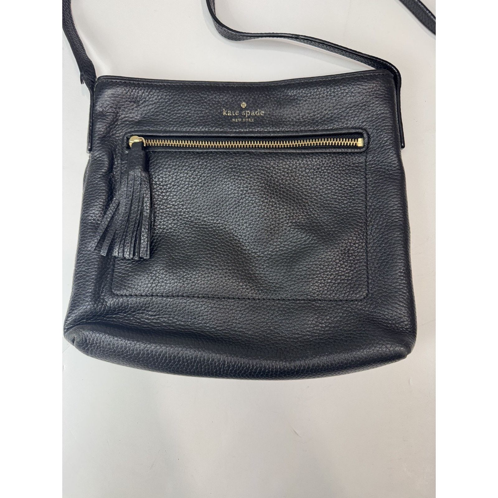 Kate Spade Kate Spade Black Pebbled Leather Crossbody Bag Tassel Medium Size ONE SIZE - 2 Thumbnail