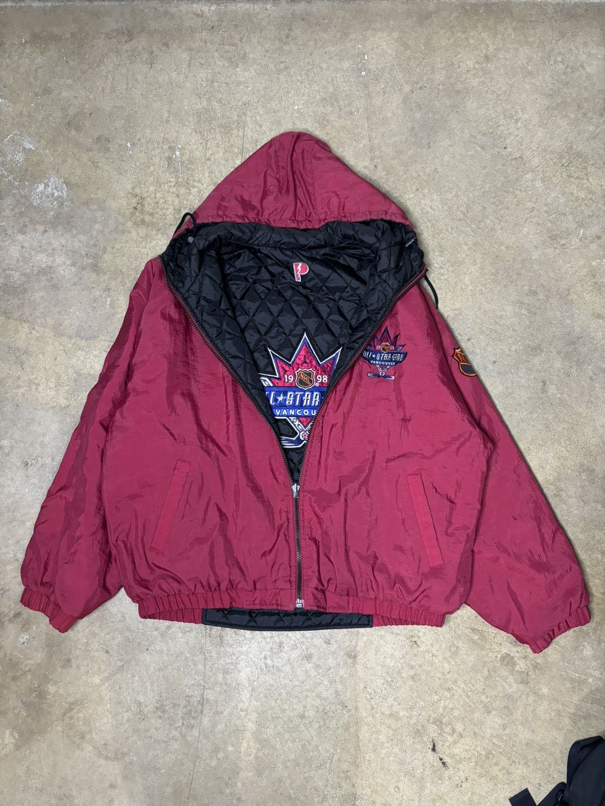 image of Nhl 1998 All Stars Reversible Jacket in Burgandy, Men's (Size XL)