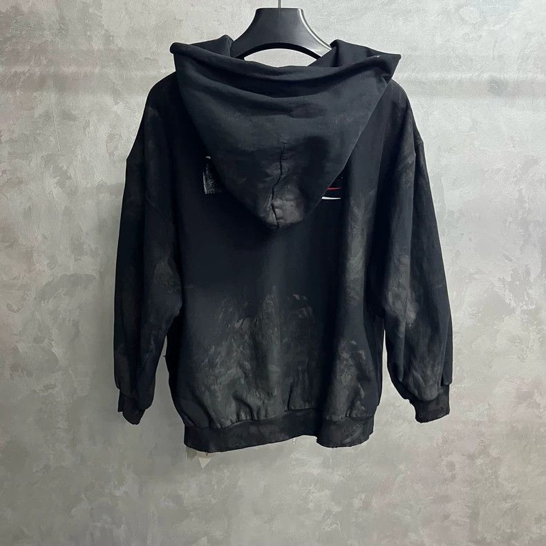 Balenciaga Balenciaga Black Tie-Dye Logo Zip Hooded Jacket Size US S / EU 44-46 / 1 - 5 Thumbnail