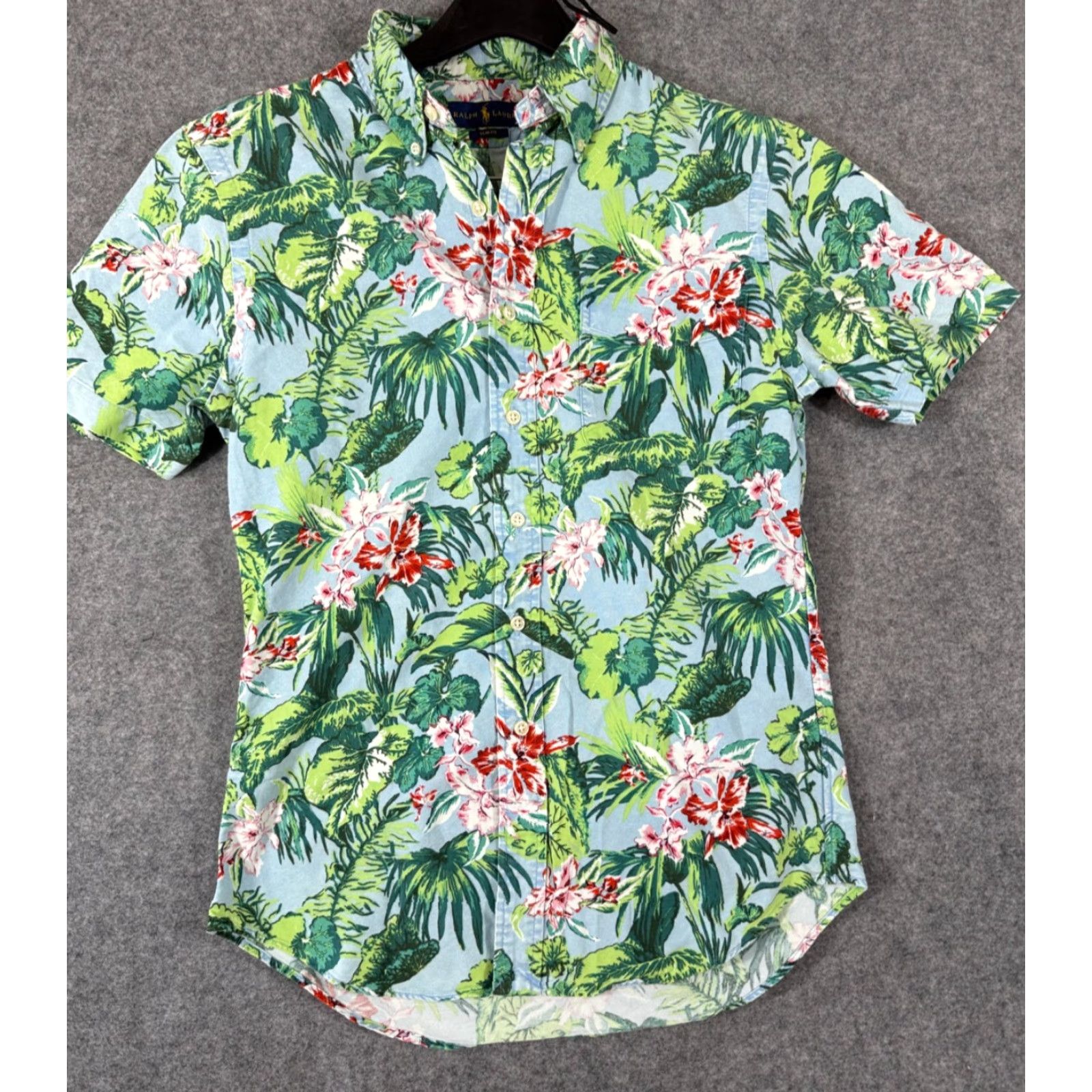 Polo Ralph Lauren Ralph Lauren Hawaiian Shirt Mens S Blue Green Tropical Slim Fit Button Down Short Sleeve Size US S / EU 44-46 / 1 - 2 Thumbnail