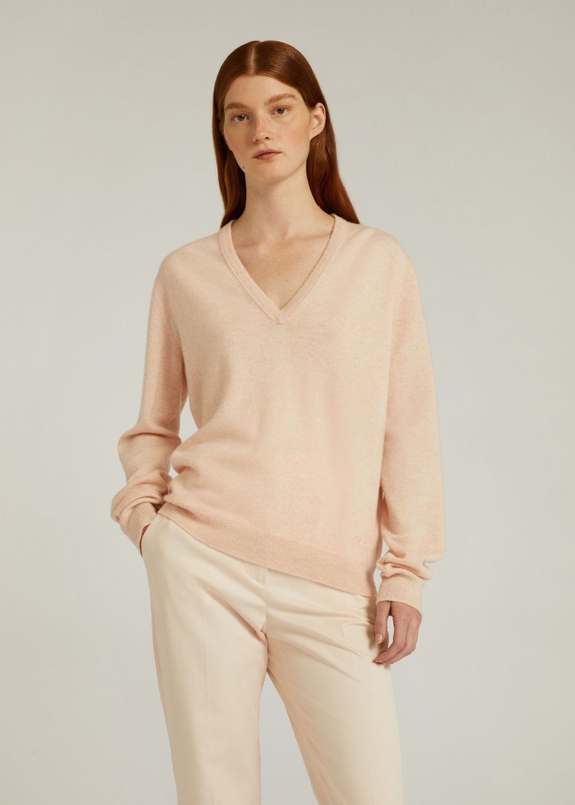 Loro Piana o1srvl11e1224 Arona V Neck Sweater in Light Pink Size M / US 6-8 / IT 42-44 - 2 Thumbnail