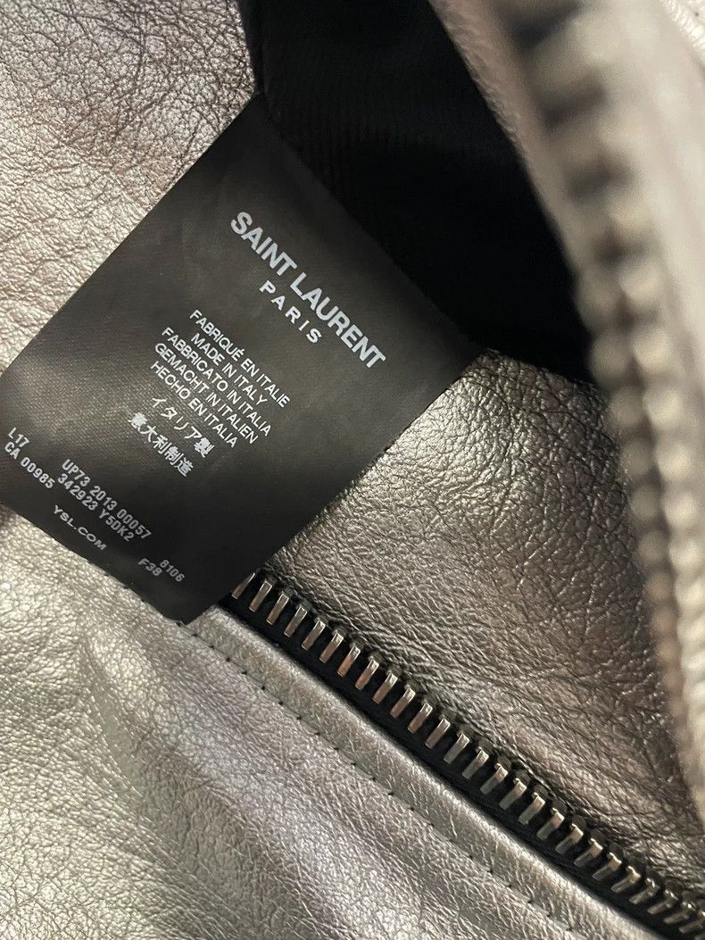 Yves Saint Laurent Saint Laurent 13FW First Year Silver Leather jacket 2502-N Size XS / US 0-2 / IT 36-38 - 4 Thumbnail