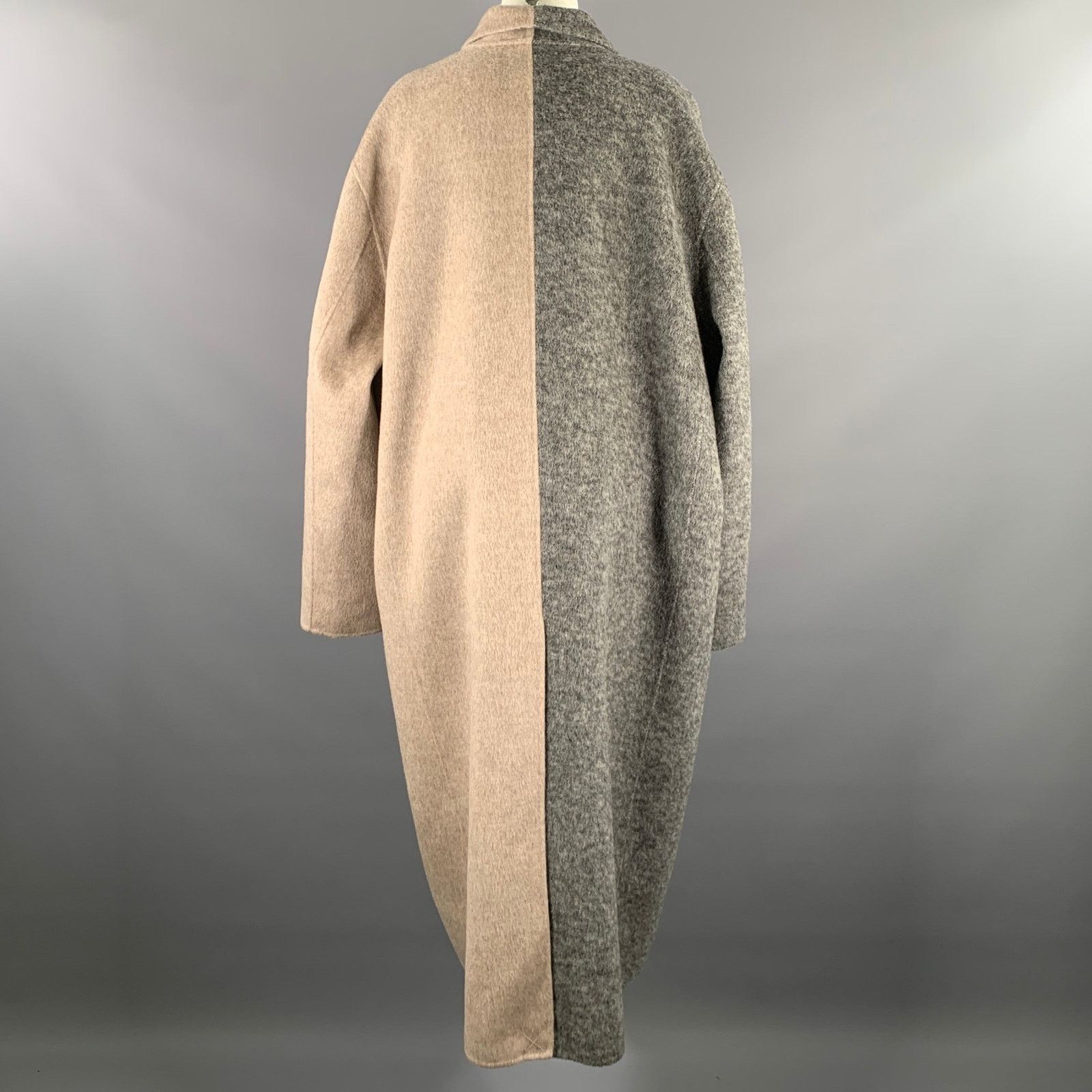 Ronny Kobo RONNY KOBO Size M Grey Tan Wool Two Tone Peak Lapel Coat Size M / US 6-8 / IT 42-44 - 4 Thumbnail