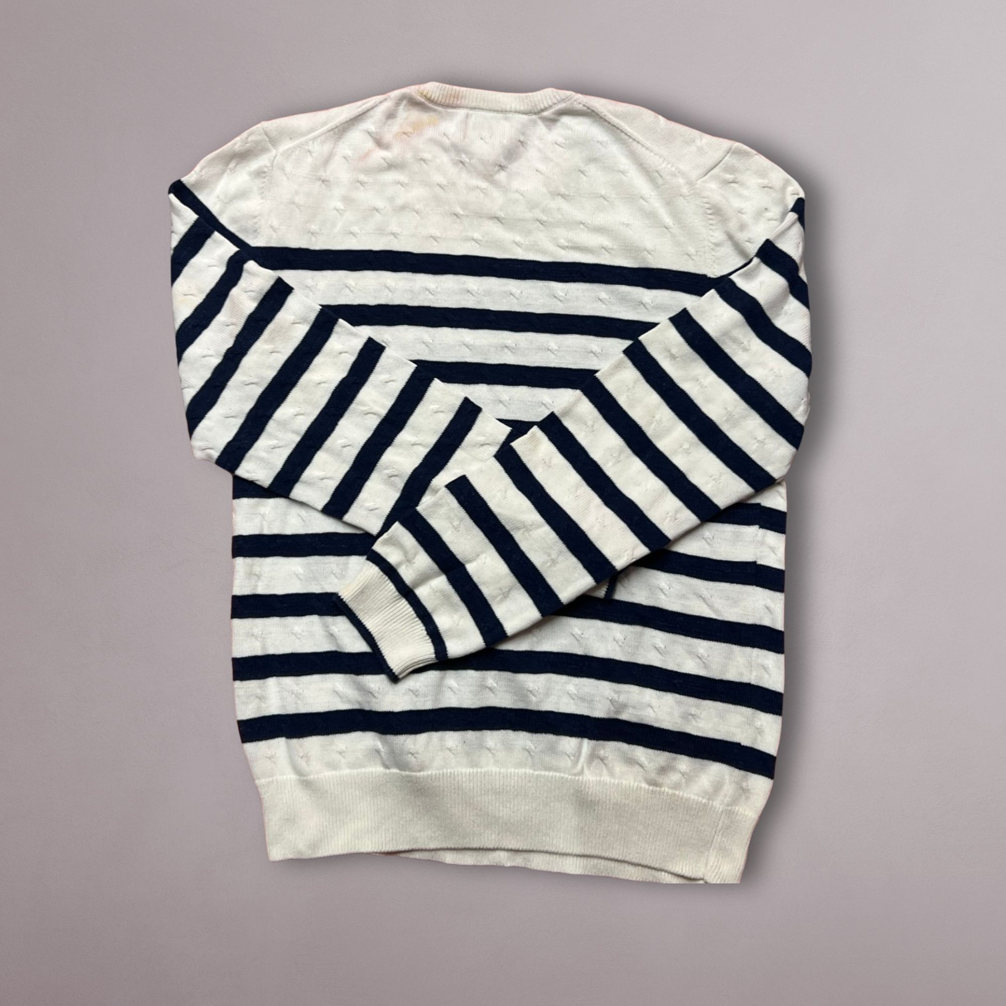 Other Jos A Bank 1905 Mens Large Blue Striped Crew Neck Sweater Co Size L / US 10 / IT 46 - 3 Thumbnail