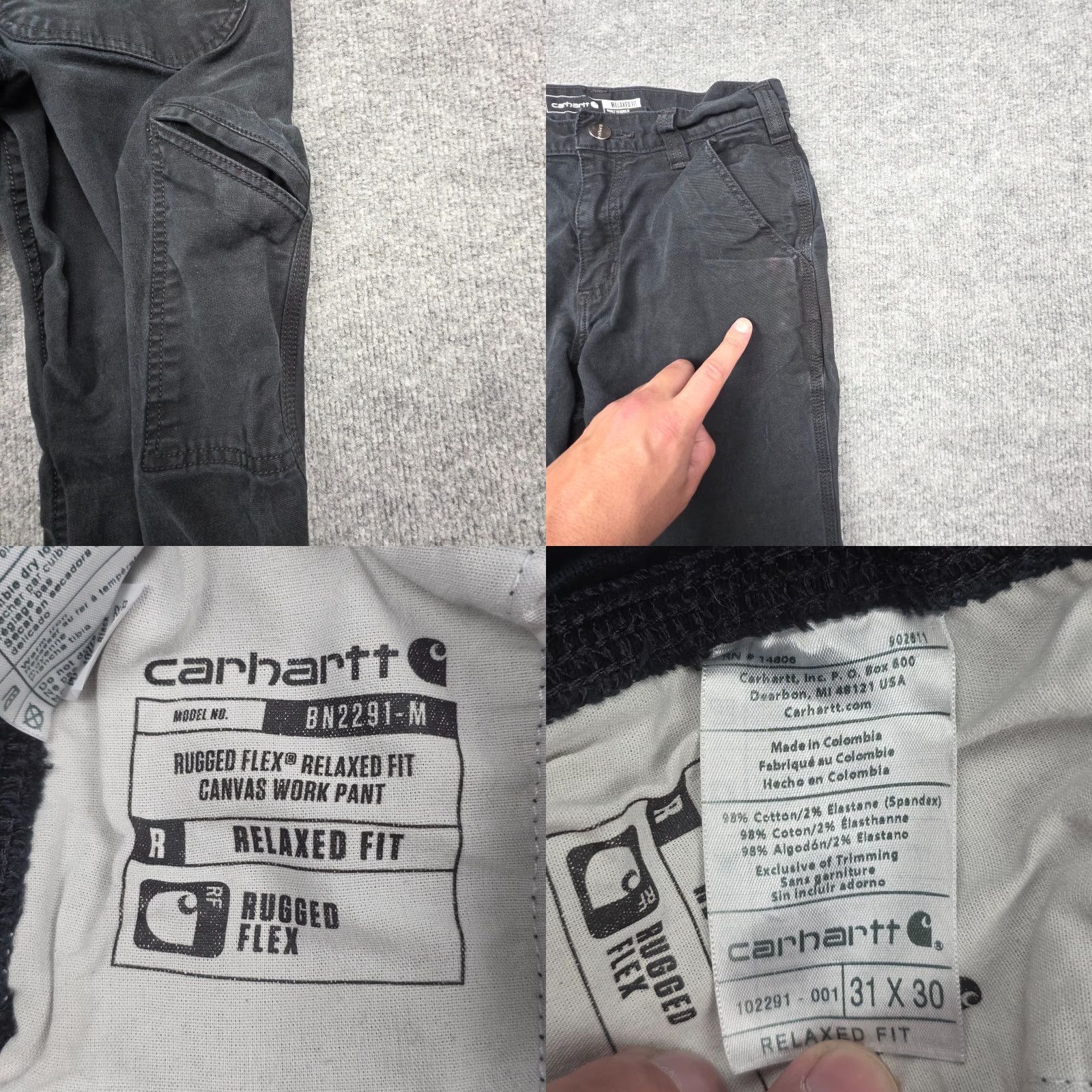 Carhartt VINTAGE Carhartt Pants Duck Pant Men's 28x 26 31x30 Rugged Flex Relaxed Fit Canvas Cotton Black Straight Front Pocket Zipper Button Size US 28 / EU 44 - 8 Thumbnail