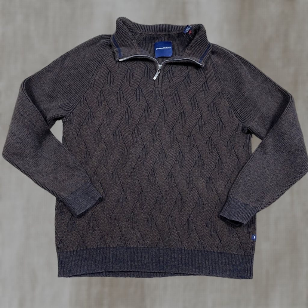 Tommy Bahama Tommy Bahama Sweater Men Large Brown Pullover 1/4 Zip Kn it's? Size US L / EU 52-54 / 3 - 1 Thumbnail