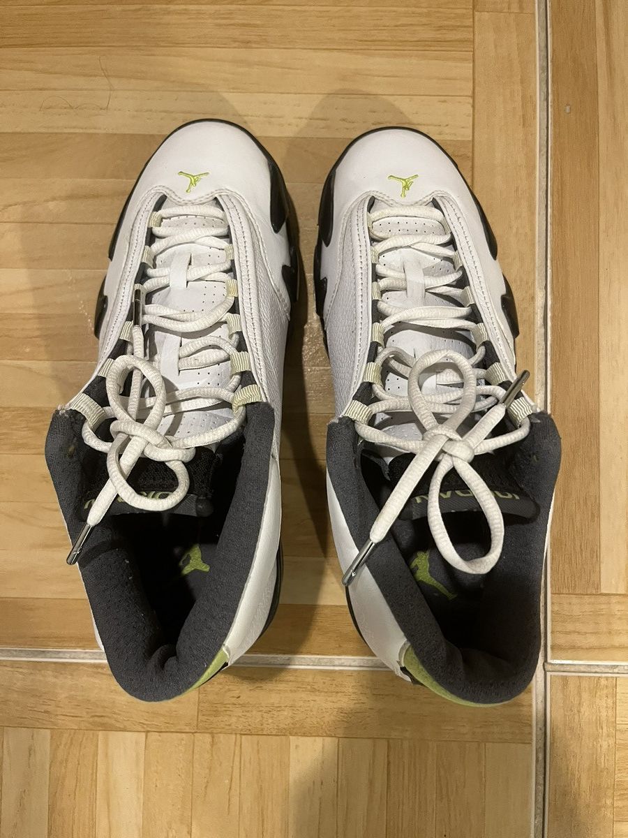 Jordan Brand Air Jordan 14 Retro White Chartreuse Black Preowned Sz 9.5 Size US 9.5 / EU 42-43 - 6 Thumbnail